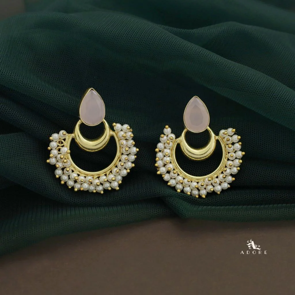 Drop Golden Moon Cluster Pearl Earring - Image 3