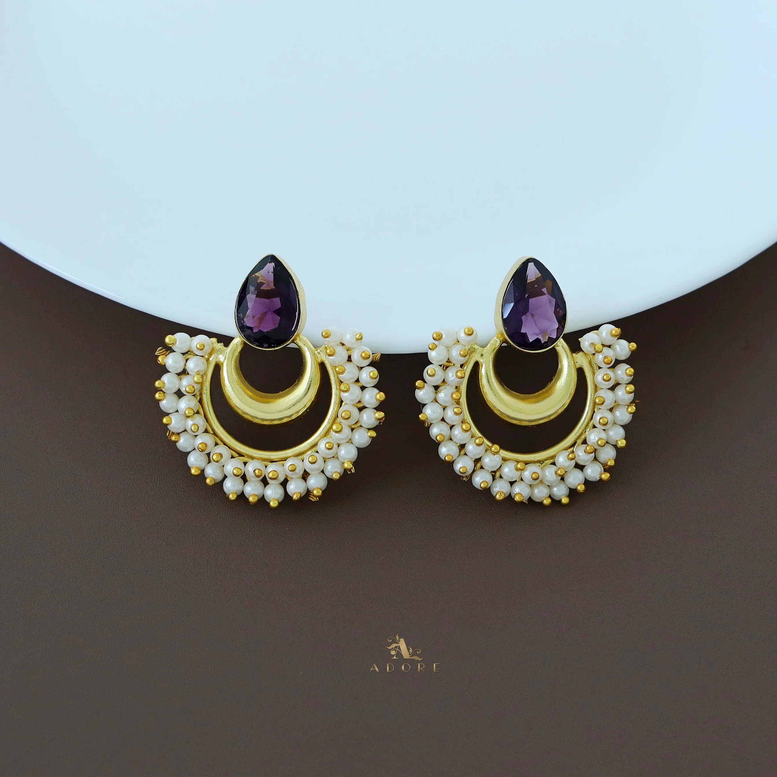Drop Golden Moon Cluster Pearl Earring - Image 6