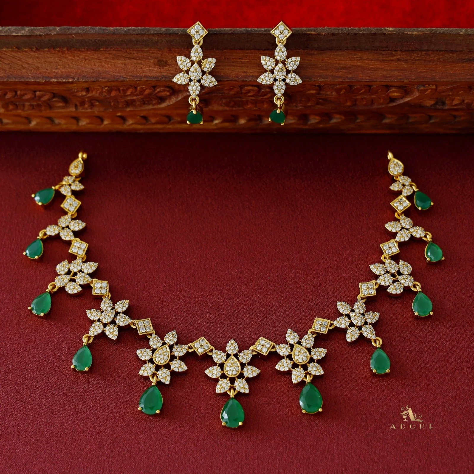 Premium Flower Drop with Earring - Image 2