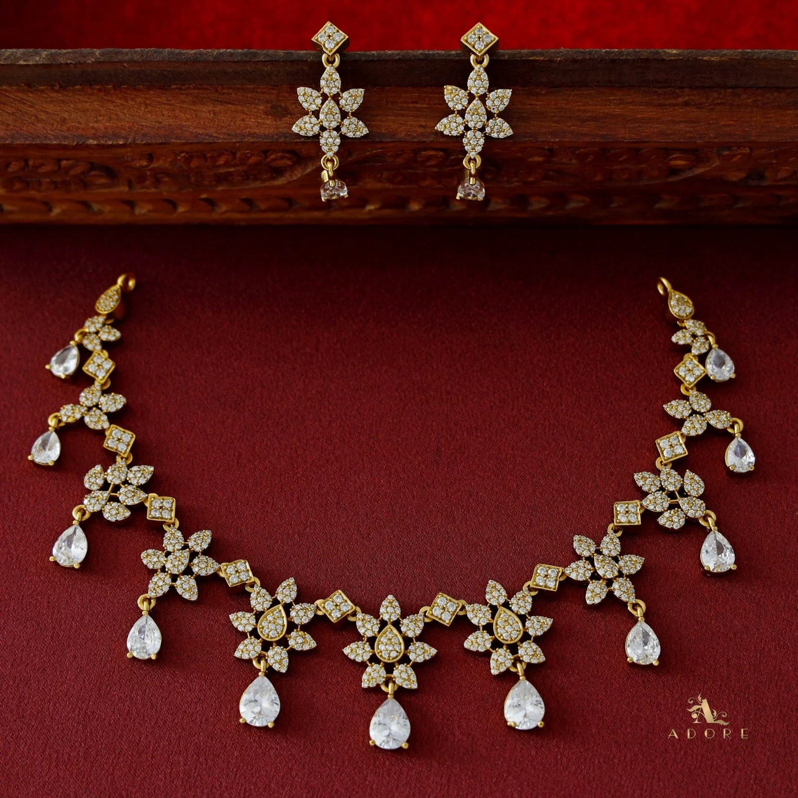 Premium Flower Drop with Earring - Image 3