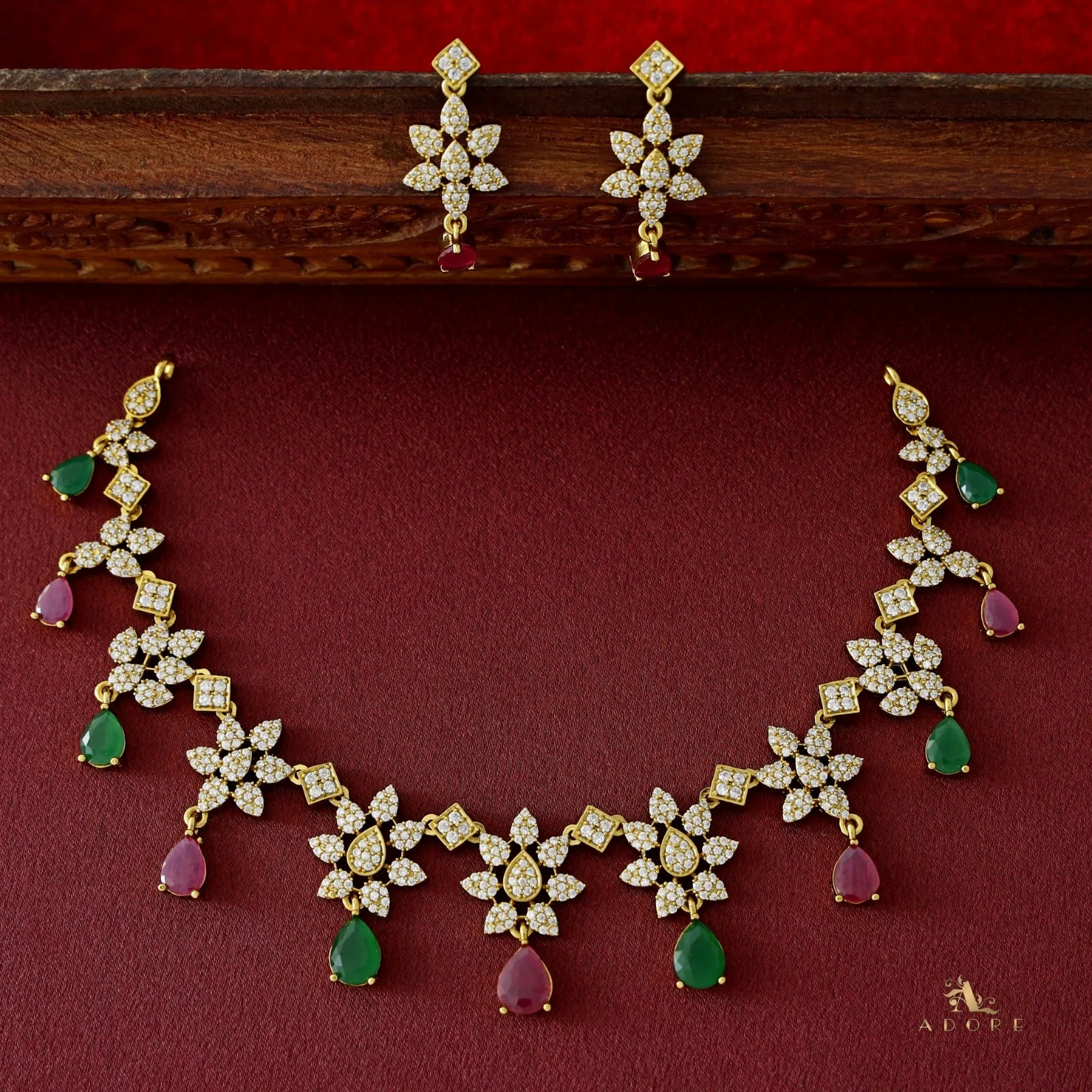 Premium Flower Drop with Earring - Image 5