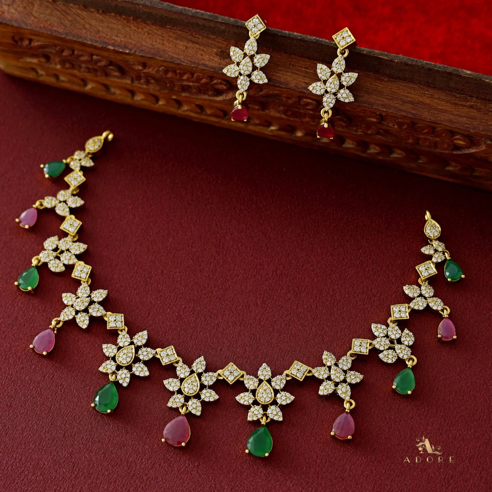 Premium Flower Drop with Earring - Image 6