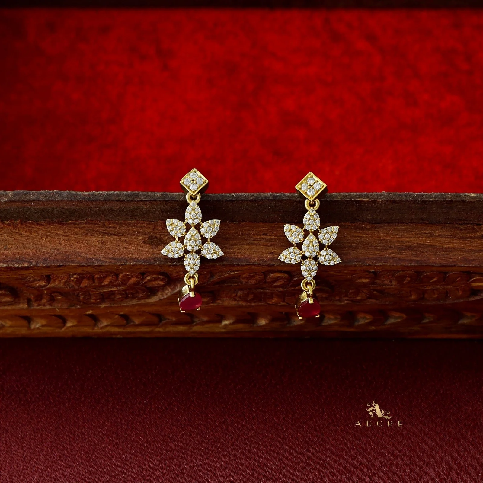Premium Flower Drop with Earring - Image 7