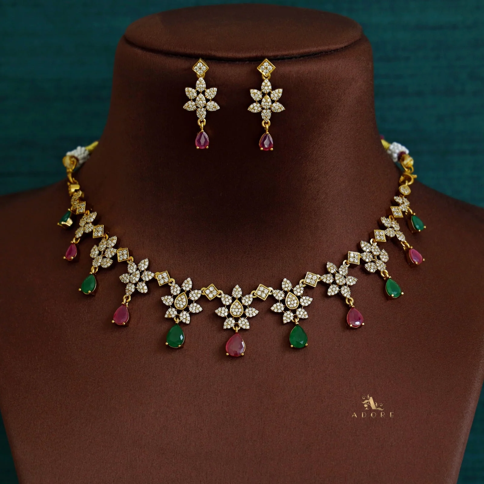 Premium Flower Drop with Earring - Image 8