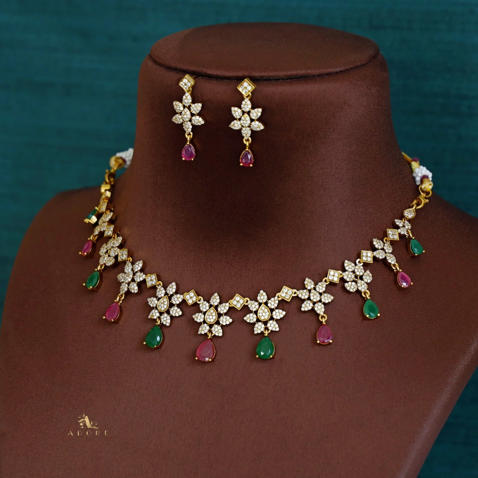 Premium Flower Drop with Earring - Image 9