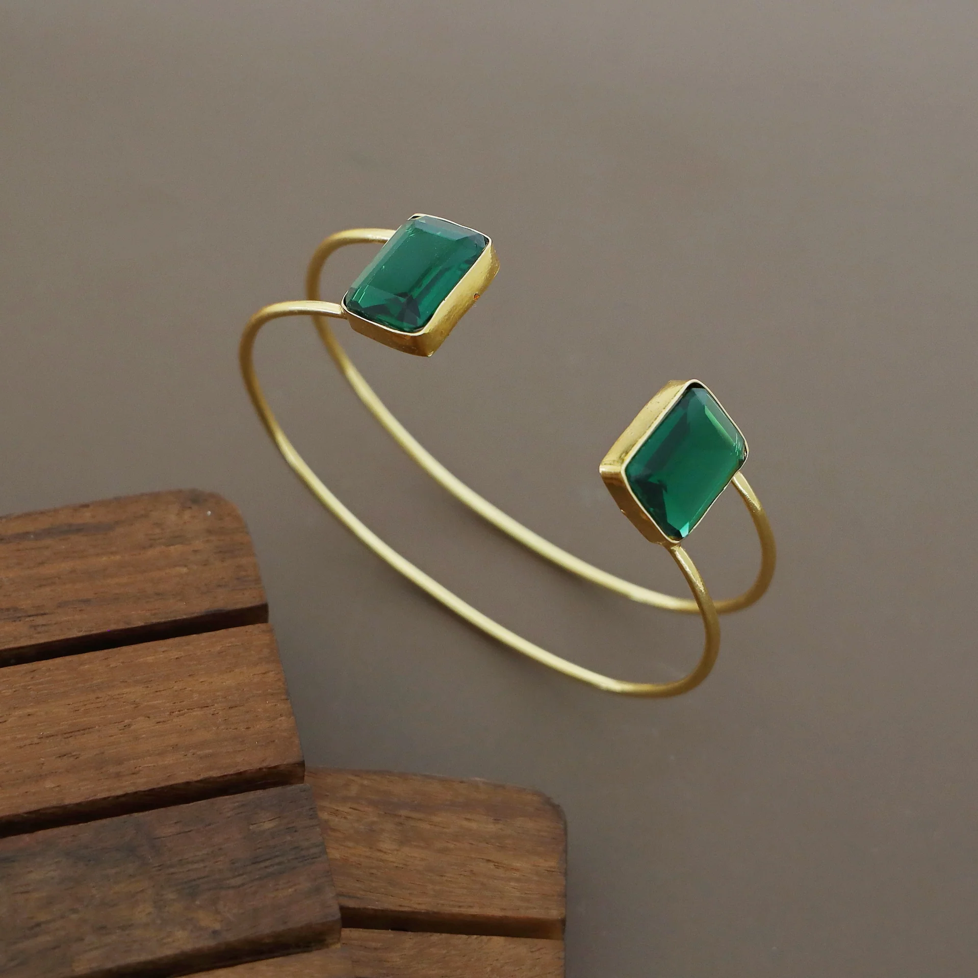 Corelia 2 Layer Dual Rectangle Glossy Bangle - Image 2