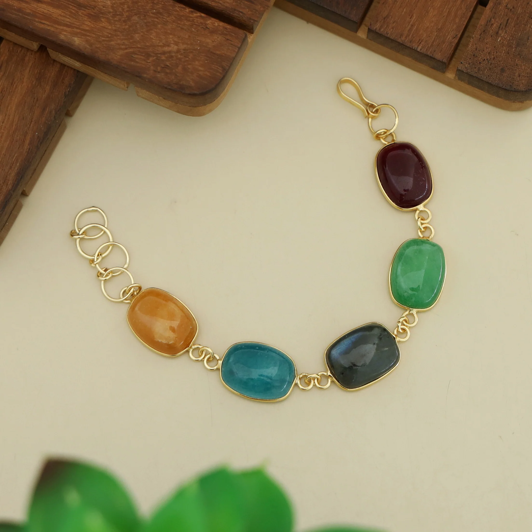 Cristin Curved Rectangle Natural Stone Bracelet - Image 3