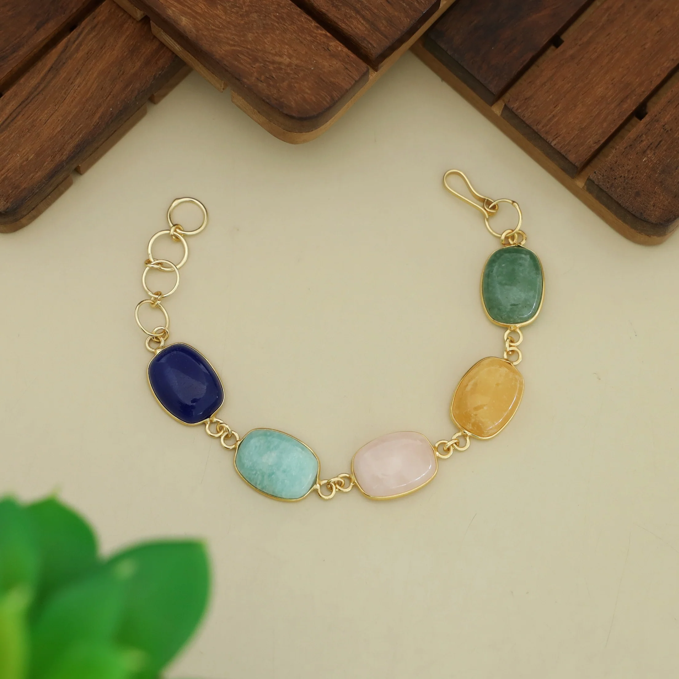 Cristin Curved Rectangle Natural Stone Bracelet - Image 4