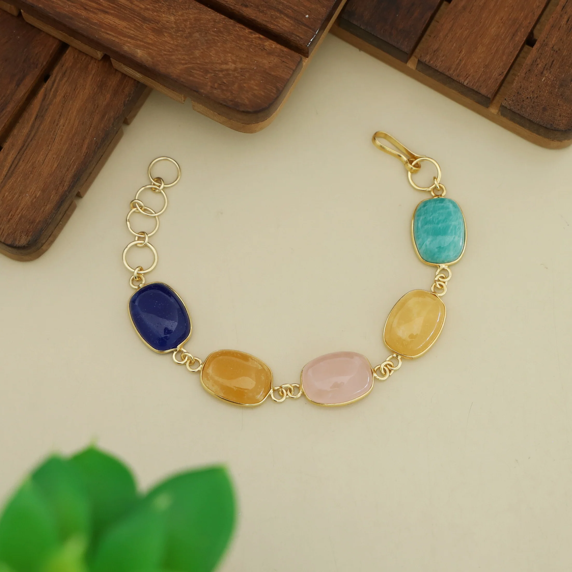 Cristin Curved Rectangle Natural Stone Bracelet - Image 5