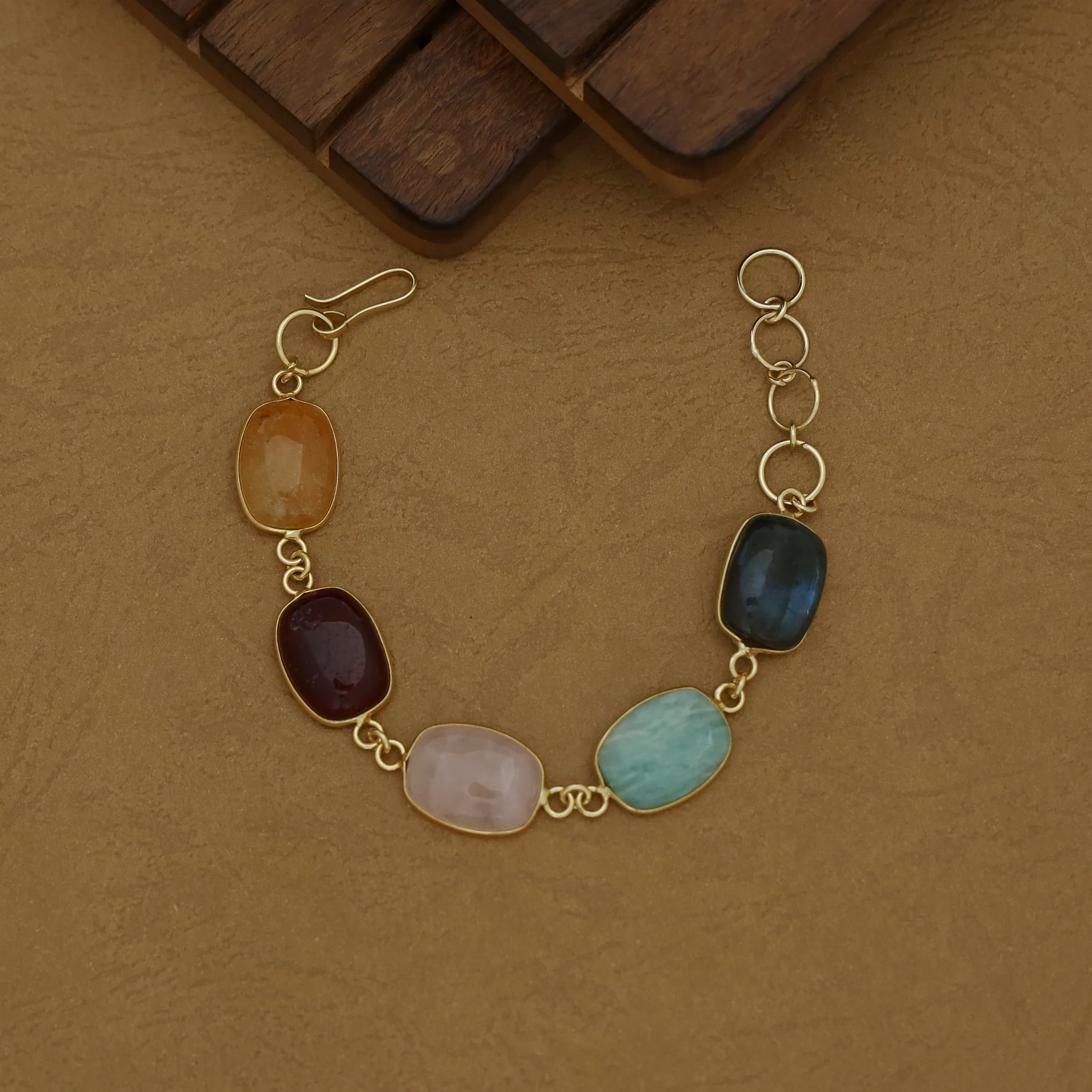 Cristin Curved Rectangle Natural Stone Bracelet - Image 6