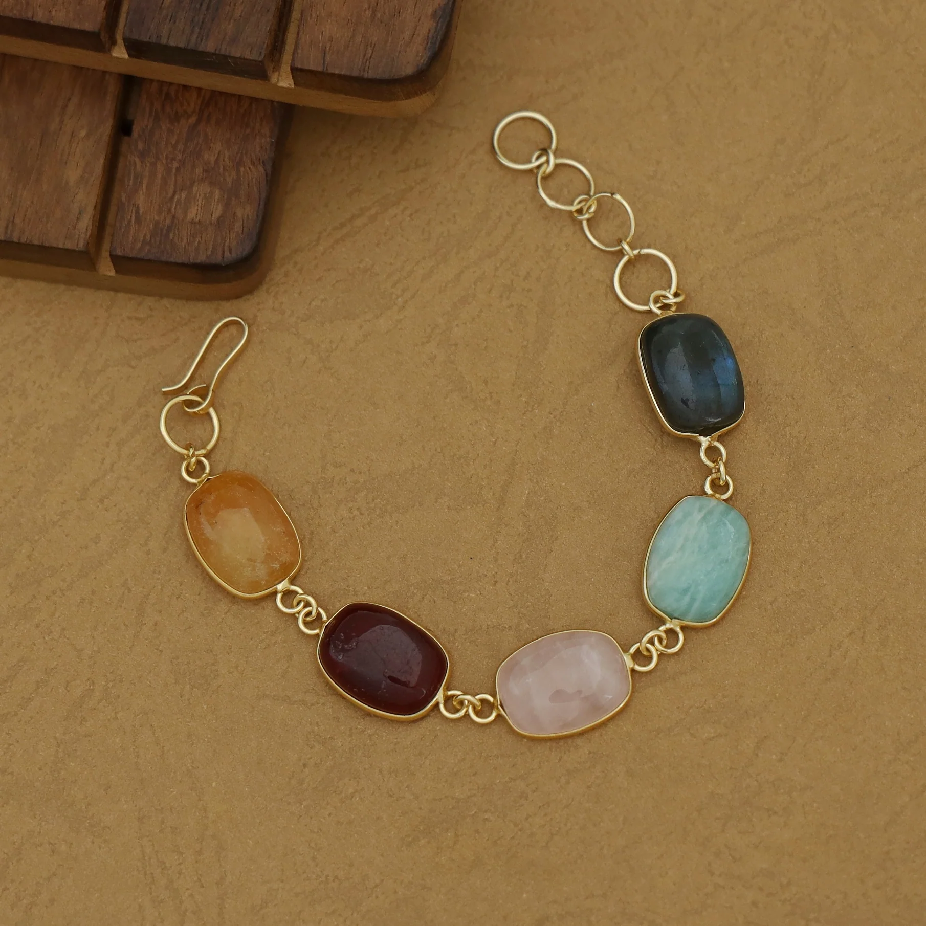 Cristin Curved Rectangle Natural Stone Bracelet - Image 7