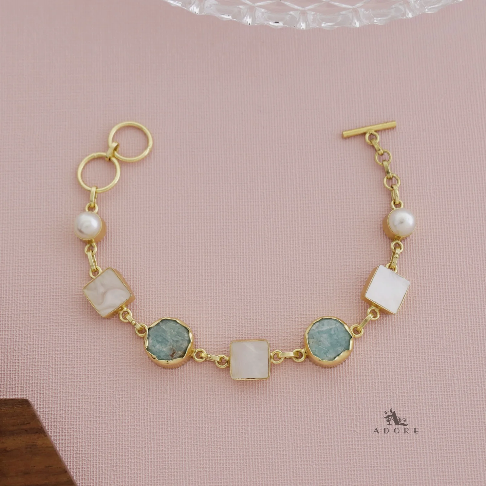 Dafne MOP + Raw Stone + Dyed Stone  Bracelet - Image 10