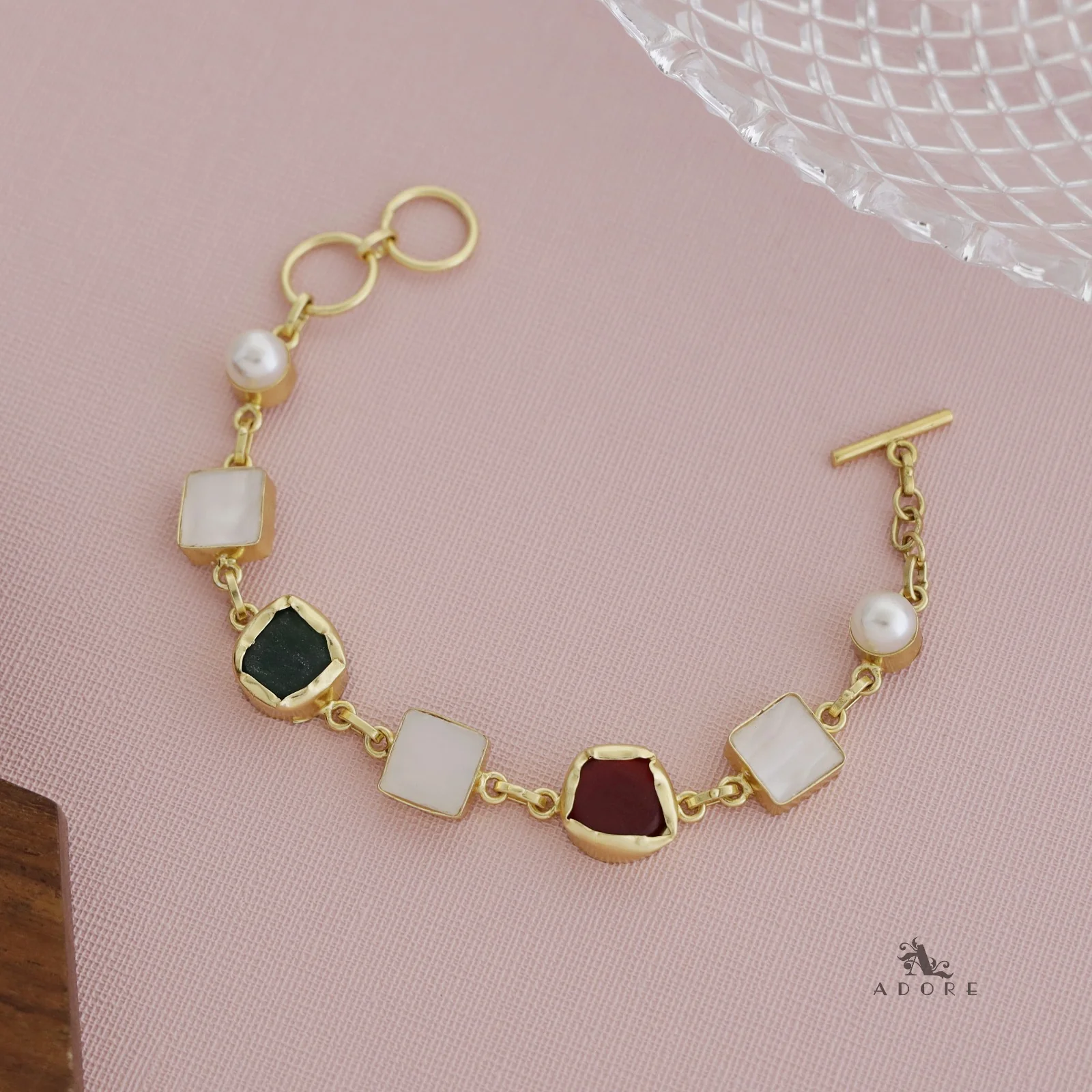 Dafne MOP + Raw Stone + Dyed Stone  Bracelet - Image 11