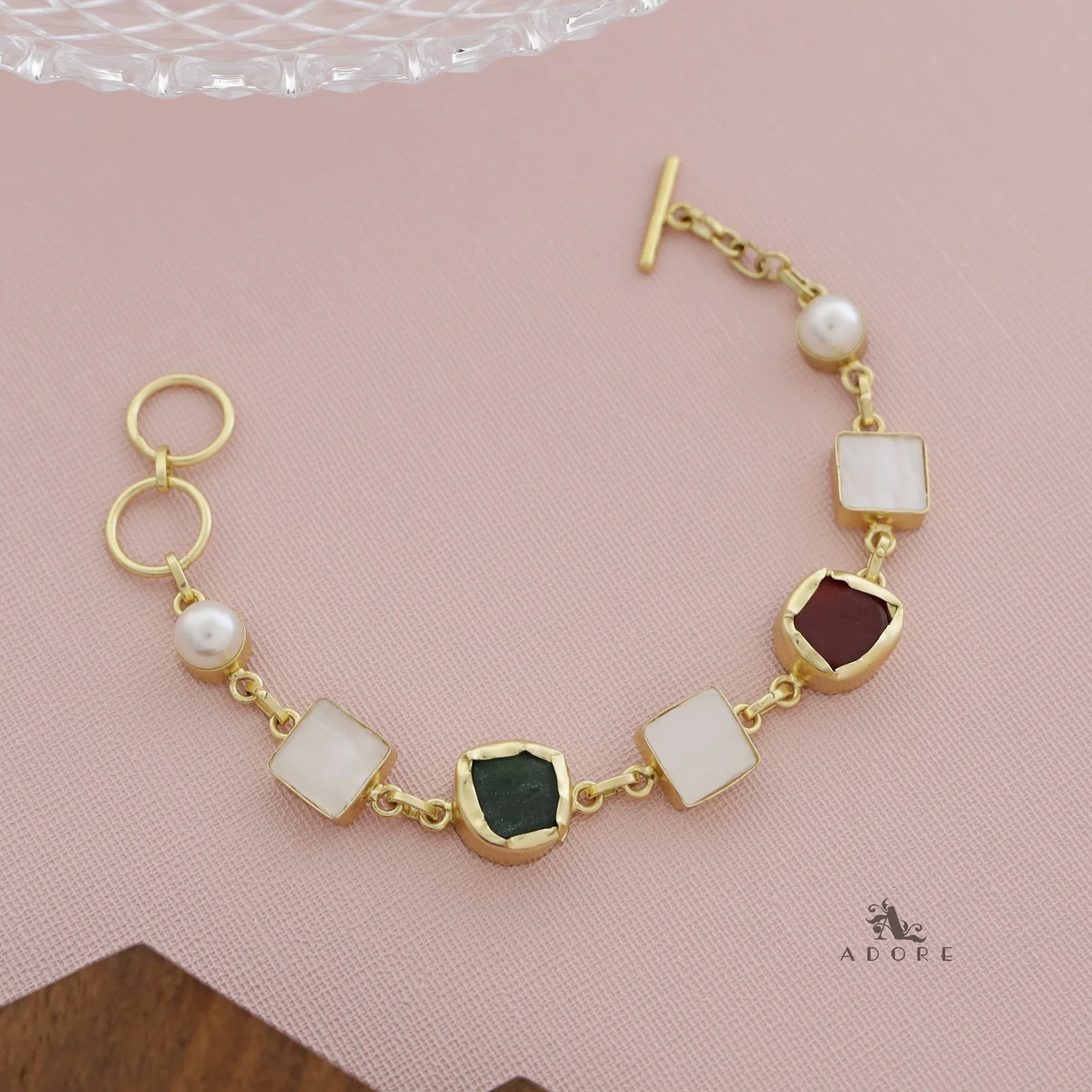 Dafne MOP + Raw Stone + Dyed Stone  Bracelet - Image 12