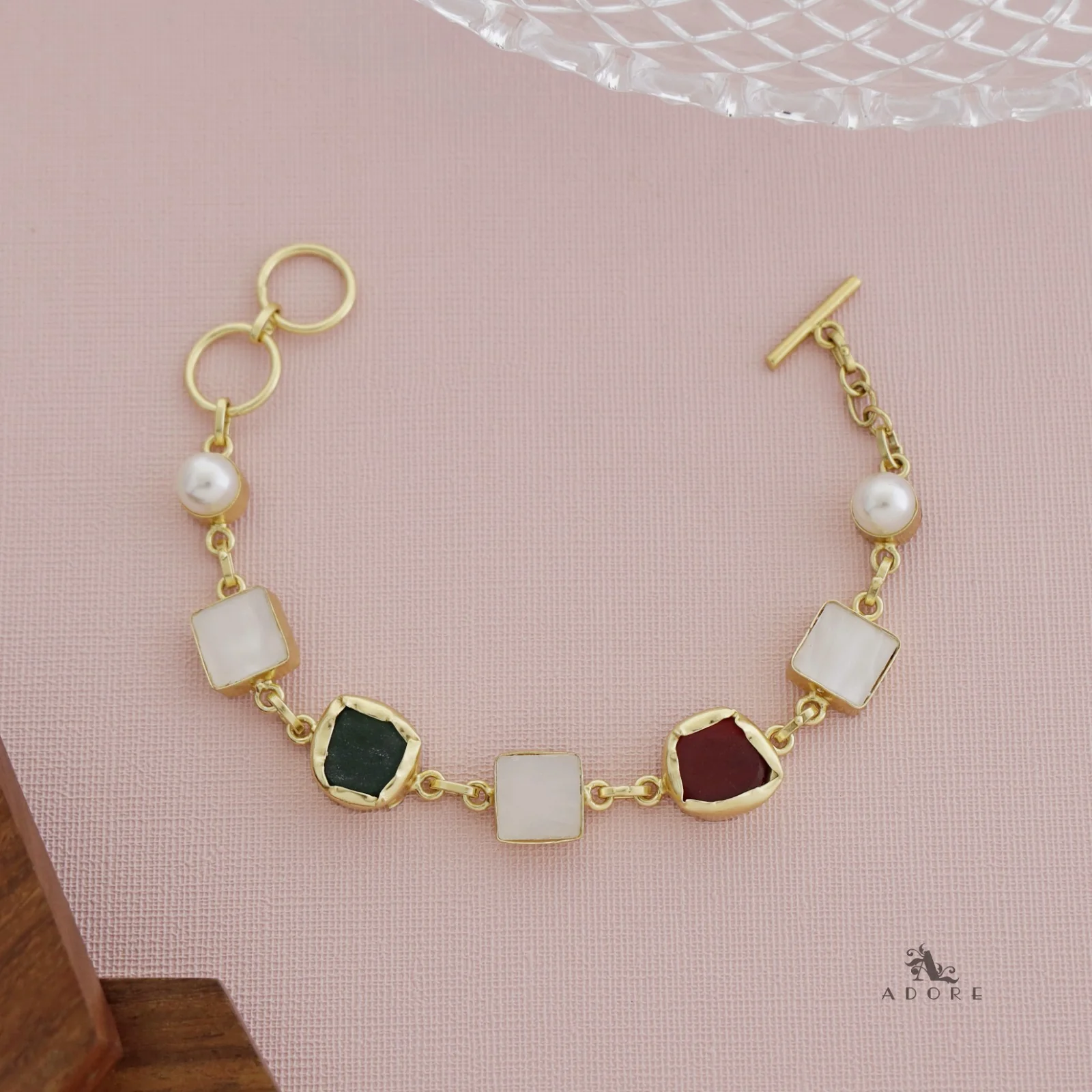 Dafne MOP + Raw Stone + Dyed Stone  Bracelet - Image 13