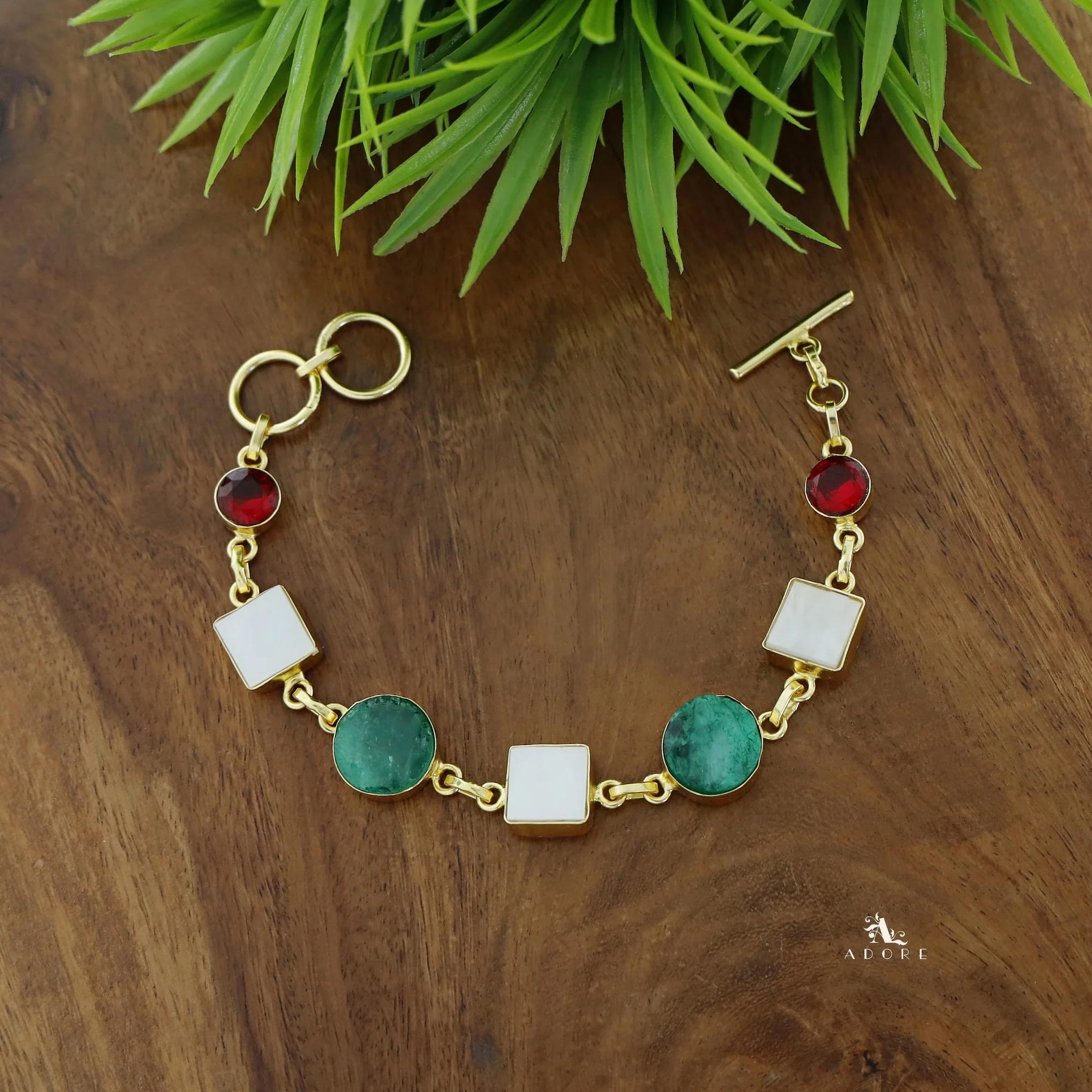 Dafne MOP + Raw Stone + Dyed Stone  Bracelet - Image 21