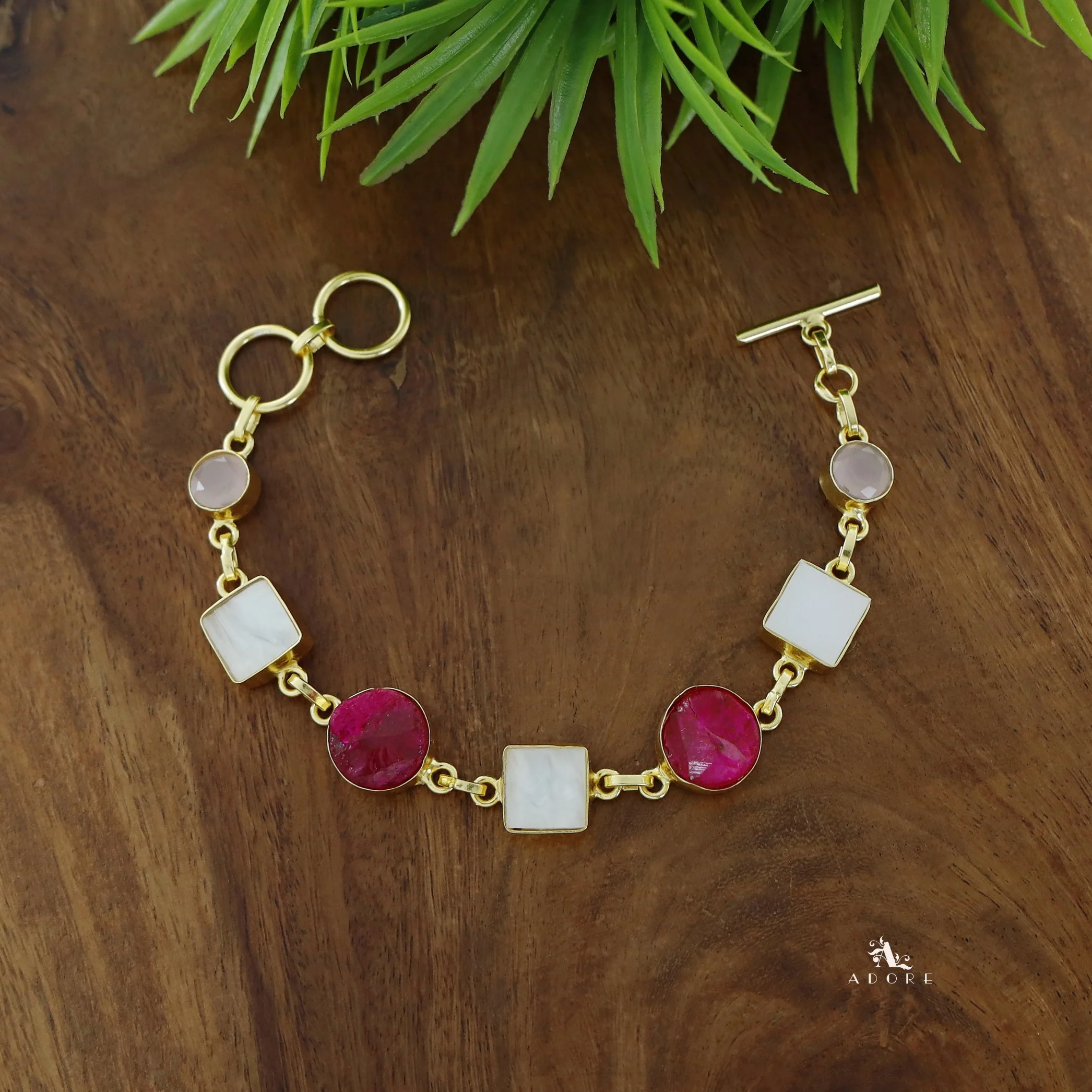 Dafne MOP + Raw Stone + Dyed Stone  Bracelet - Image 22
