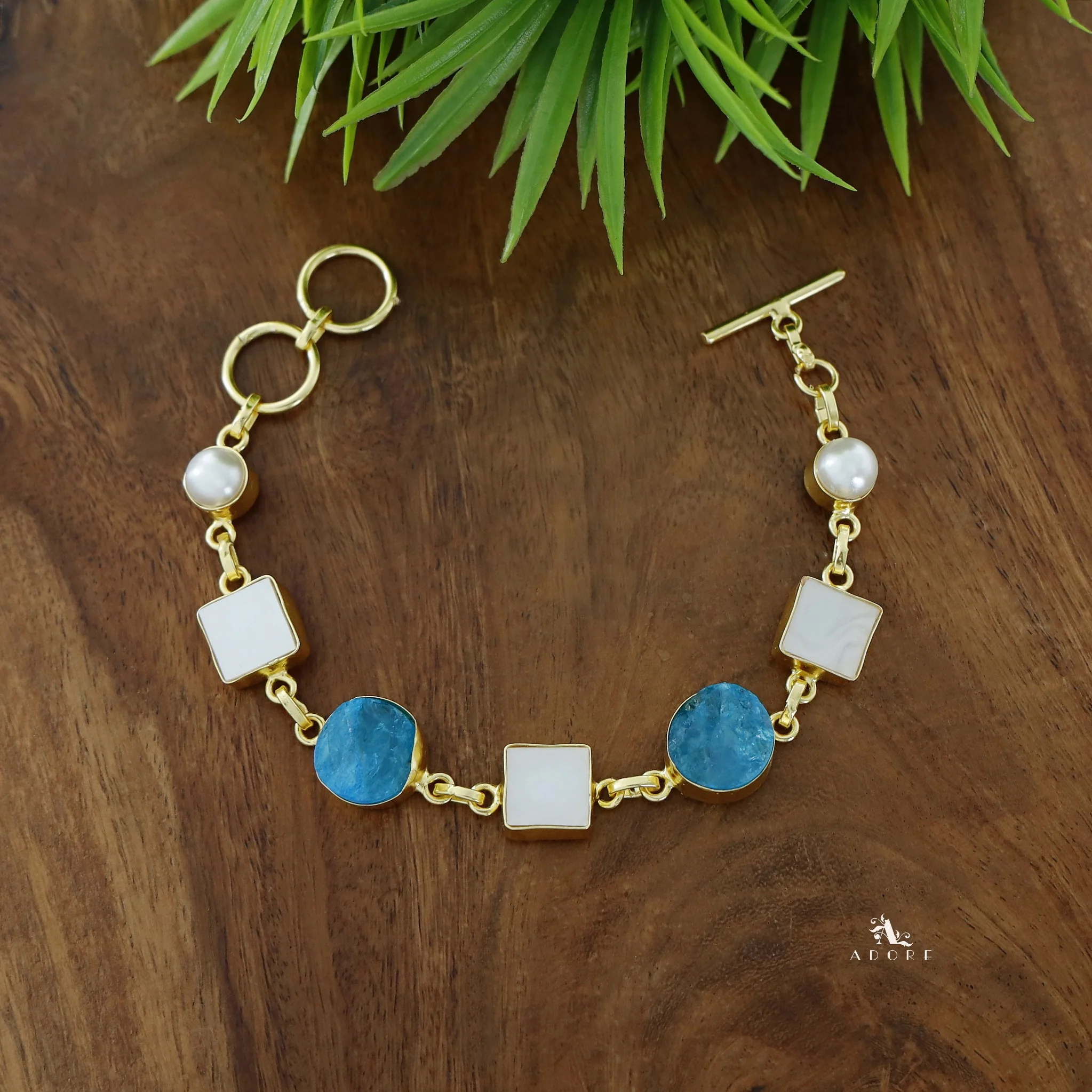Dafne MOP + Raw Stone + Dyed Stone  Bracelet - Image 25