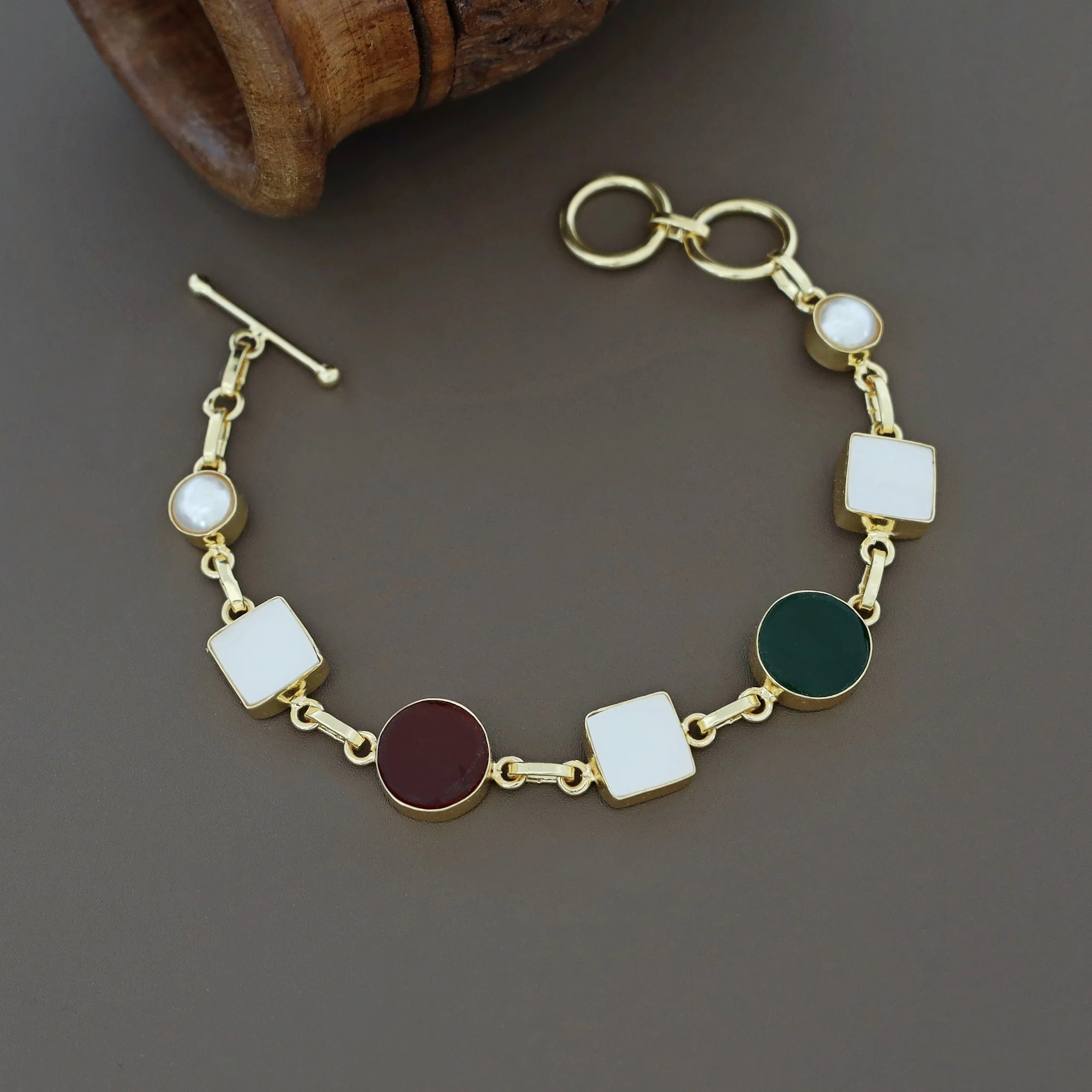 Dafne MOP + Raw Stone + Dyed Stone  Bracelet - Image 27
