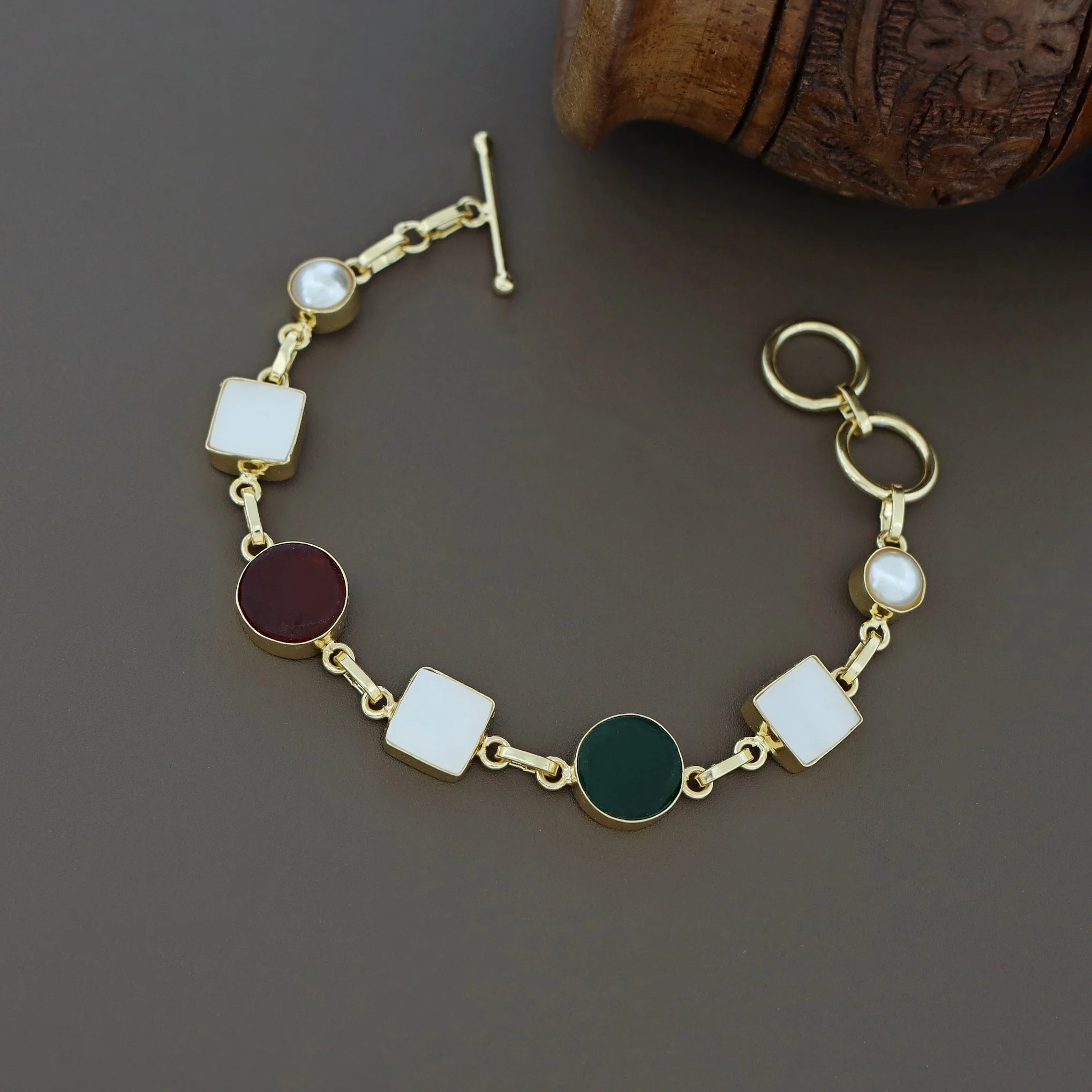 Dafne MOP + Raw Stone + Dyed Stone  Bracelet - Image 29