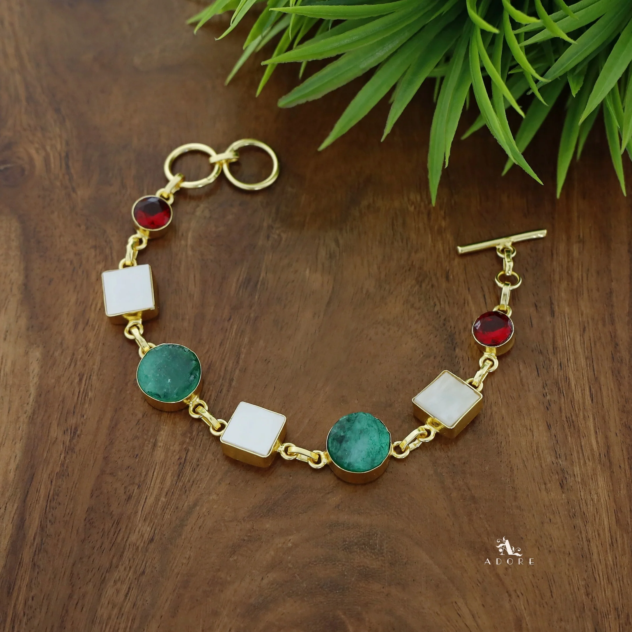Dafne MOP + Raw Stone + Dyed Stone  Bracelet - Image 8