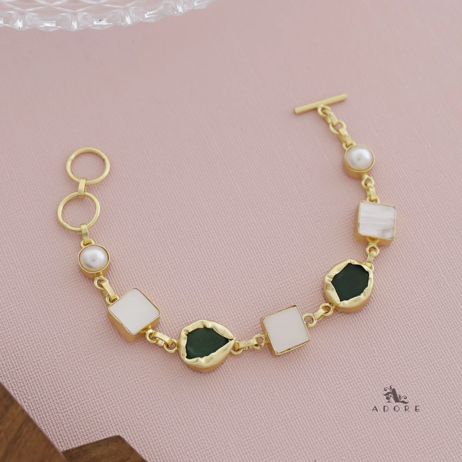 Dafne MOP + Raw Stone + Dyed Stone  Bracelet - Image 9