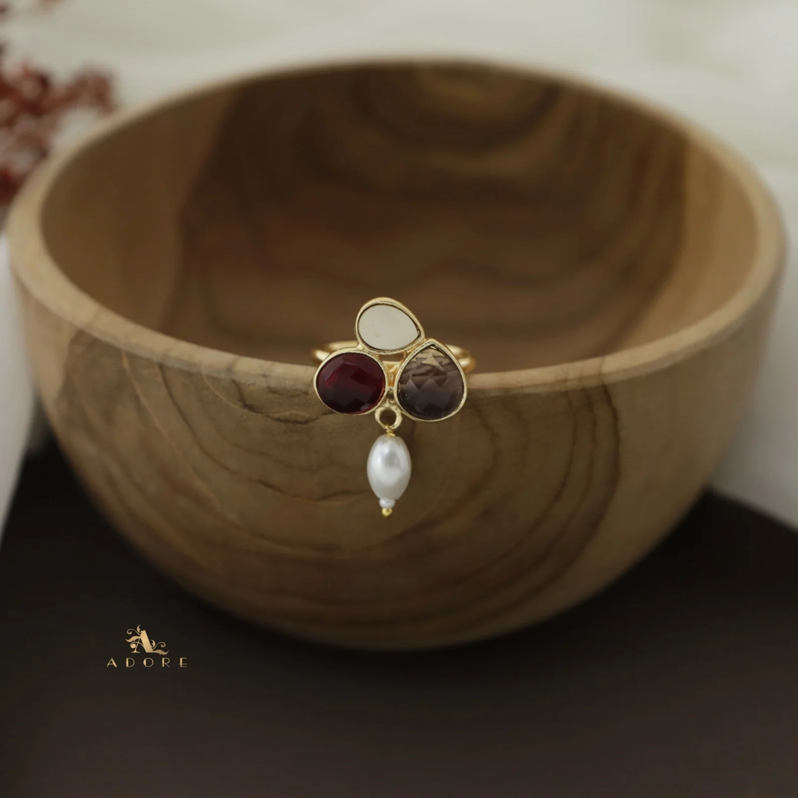 Daksha Glossy Pearl Ring - Image 11