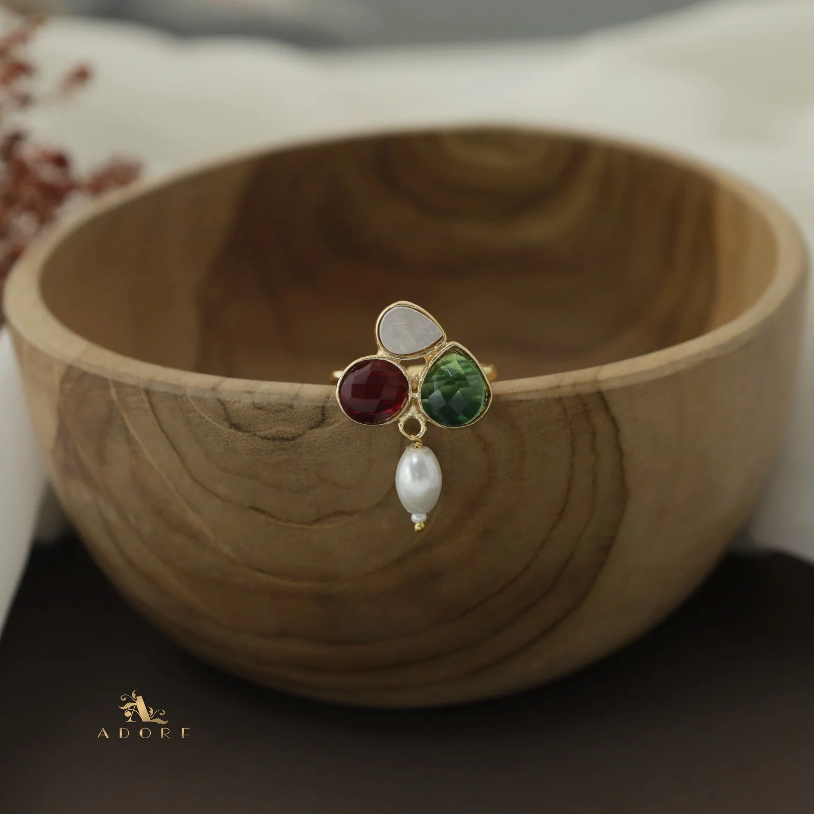 Daksha Glossy Pearl Ring - Image 4