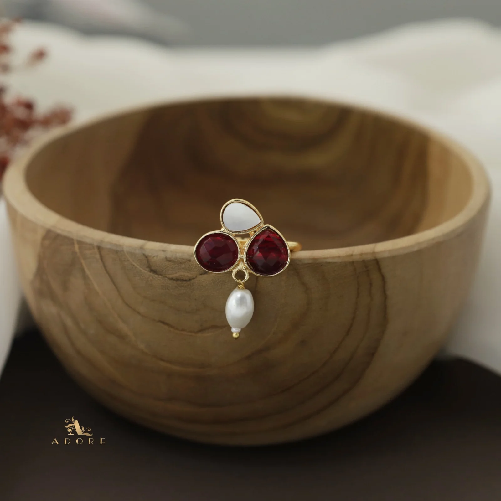 Daksha Glossy Pearl Ring - Image 8