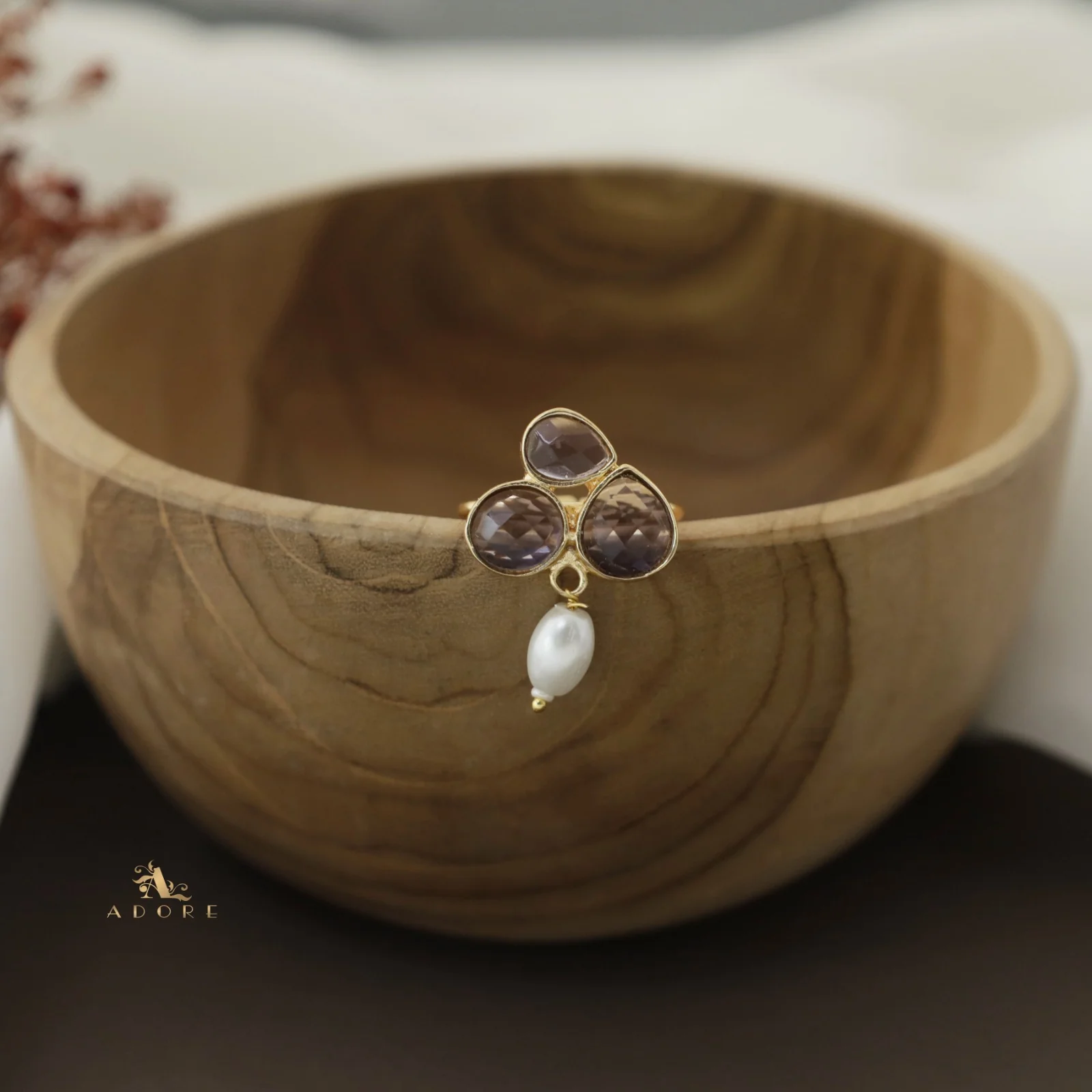 Daksha Glossy Pearl Ring - Image 9