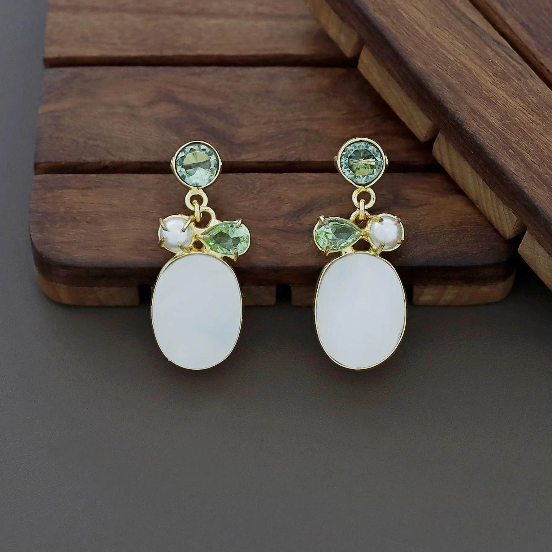 Dalia Dual Glossy Pearl MOP Earring - Image 7