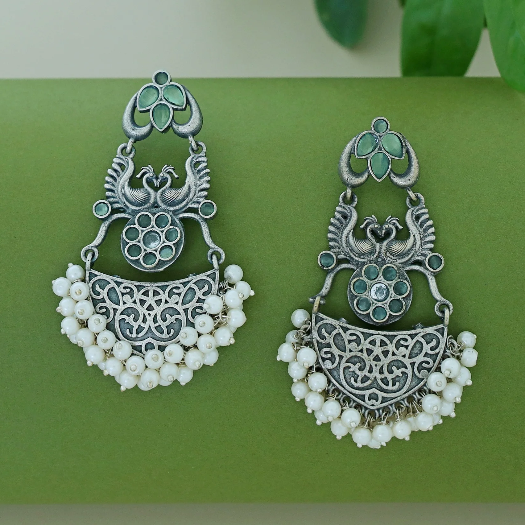 Dana Dual Mayura Cluster Pearl Earring - Image 6