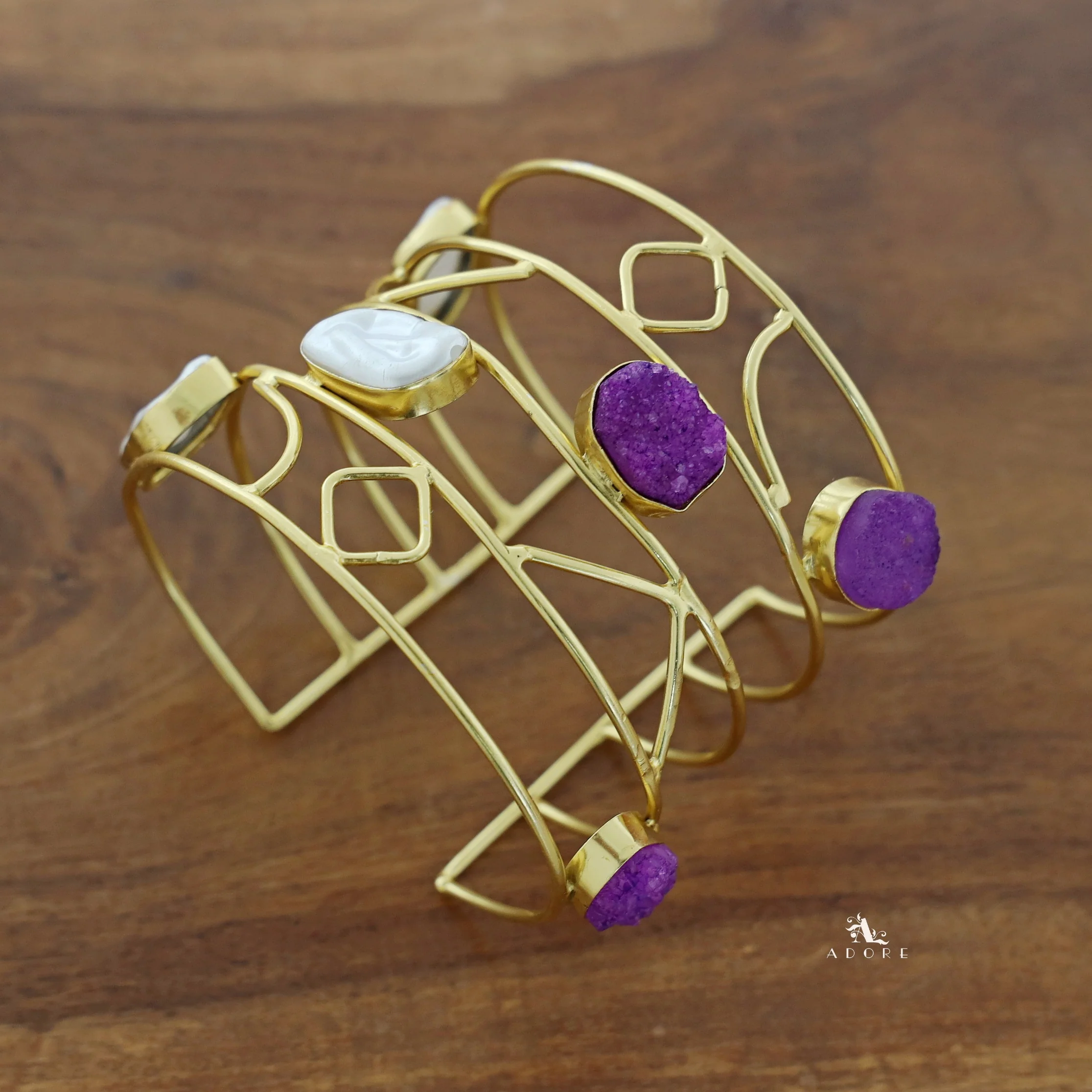 Deanna 4 Layered Druzy Stone + Baroque Bangle - Image 5