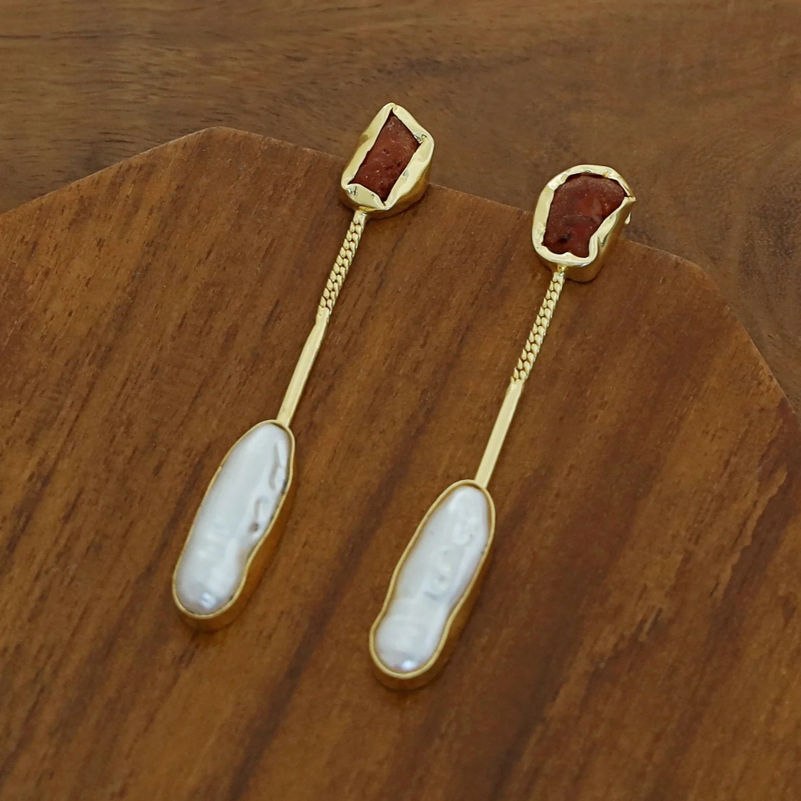 Deena Raw Stone Baroque Earring - Image 10