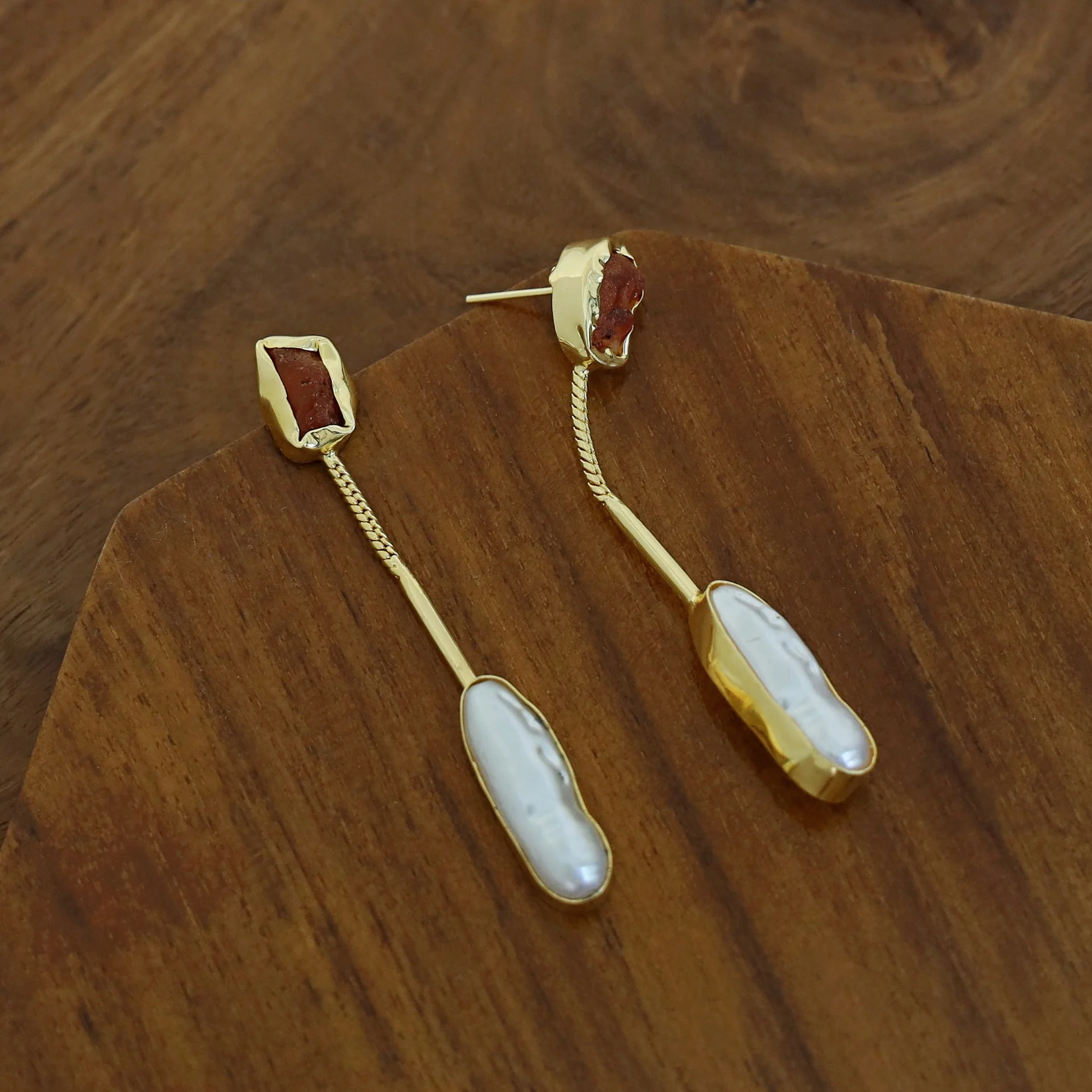 Deena Raw Stone Baroque Earring - Image 11