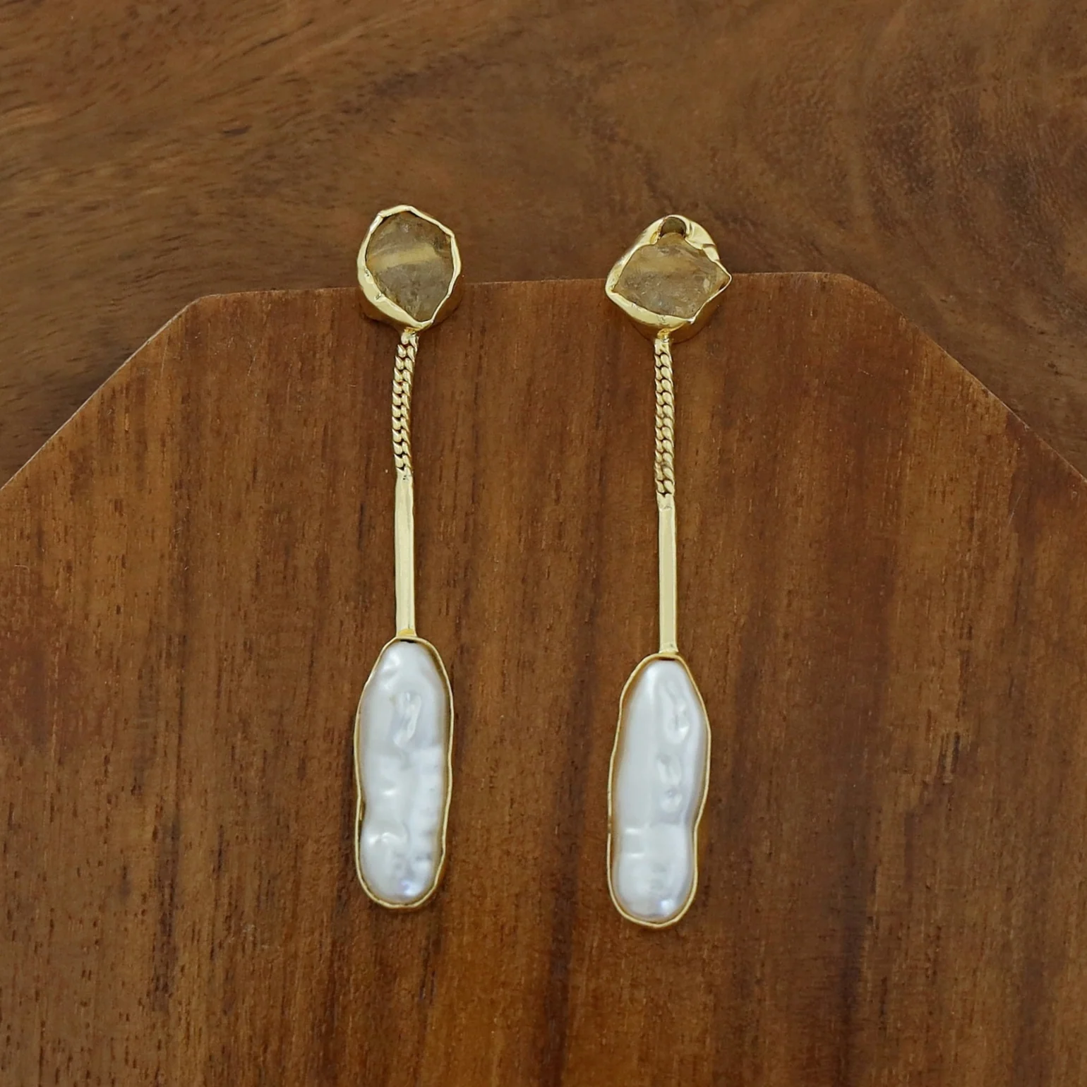 Deena Raw Stone Baroque Earring - Image 3