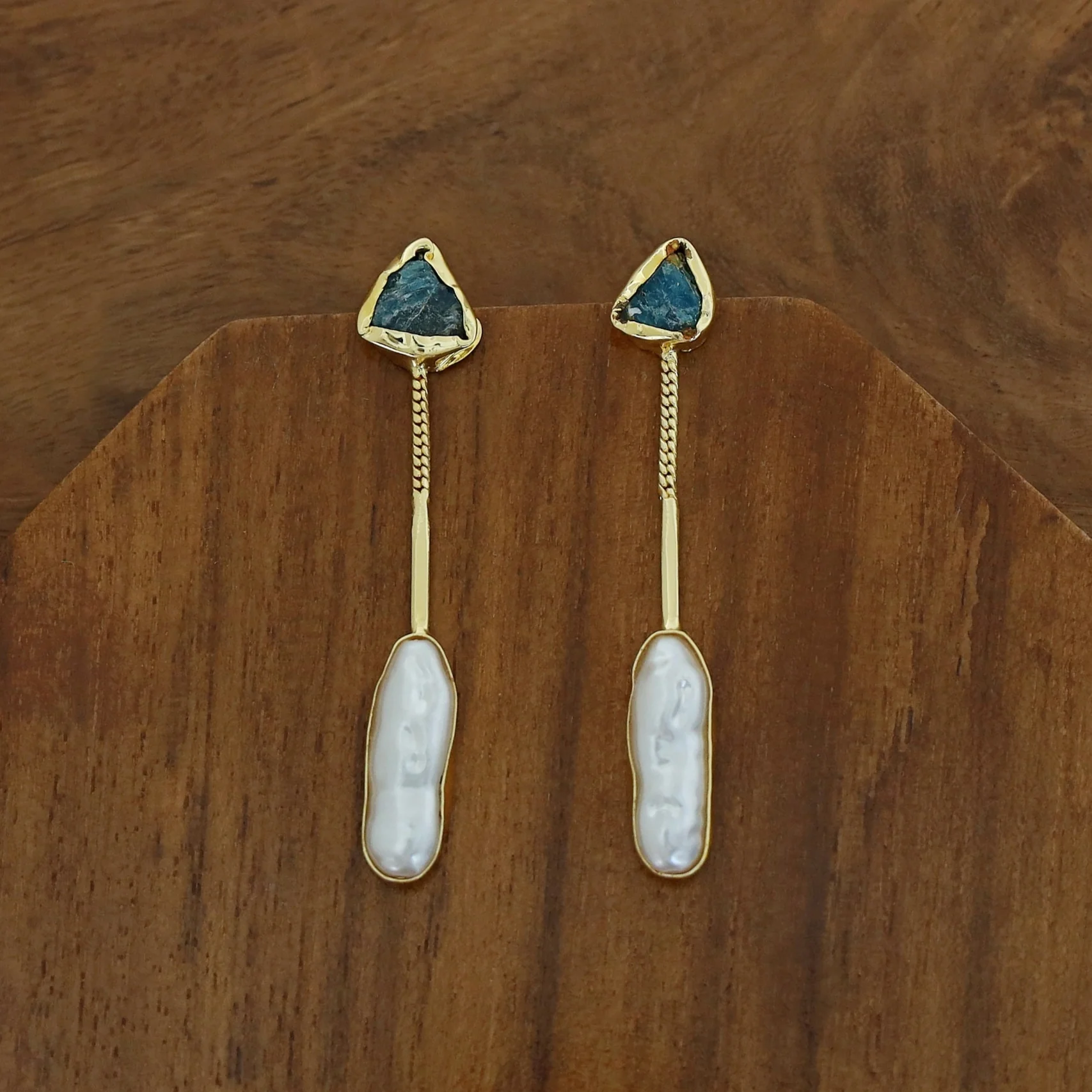 Deena Raw Stone Baroque Earring - Image 4