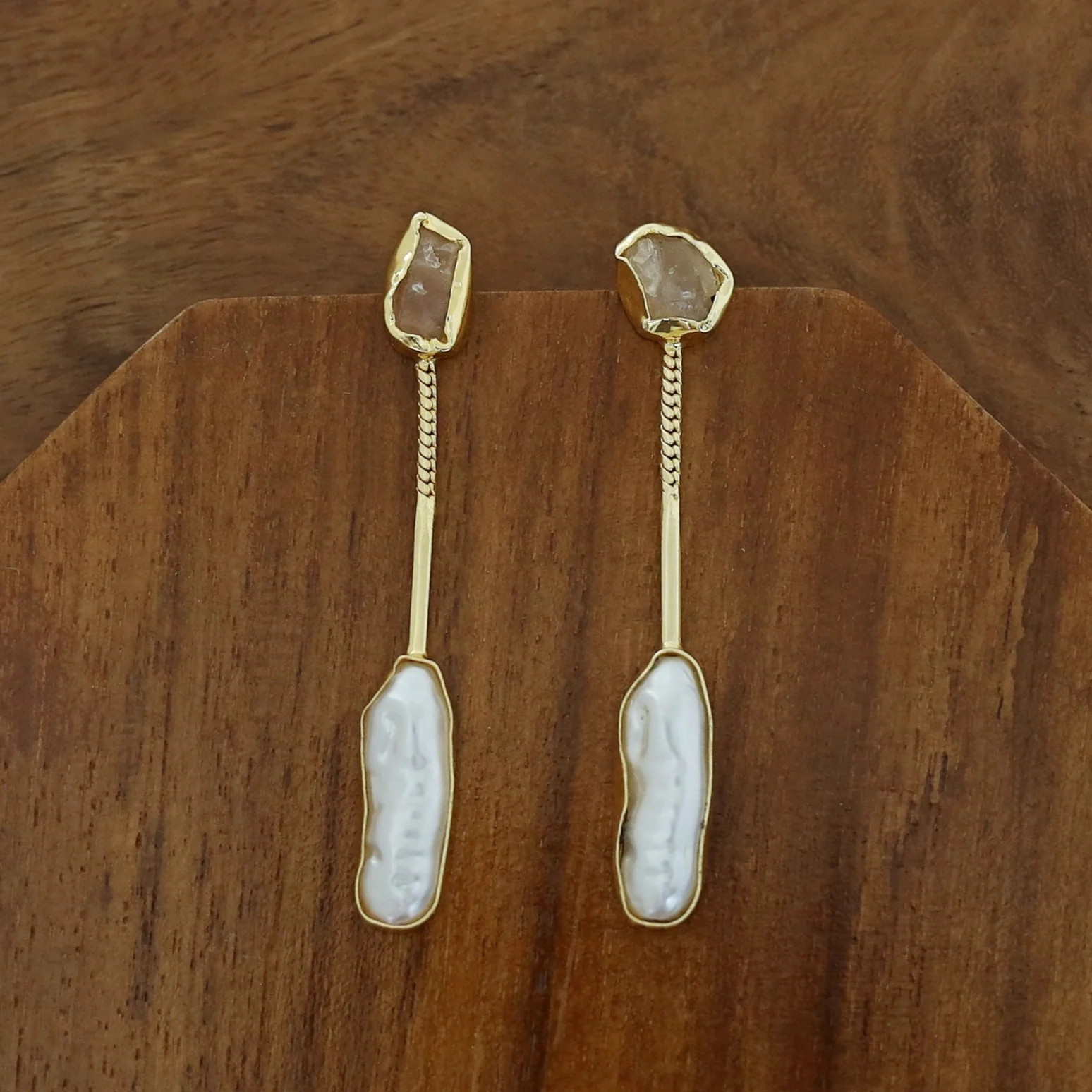 Deena Raw Stone Baroque Earring - Image 6
