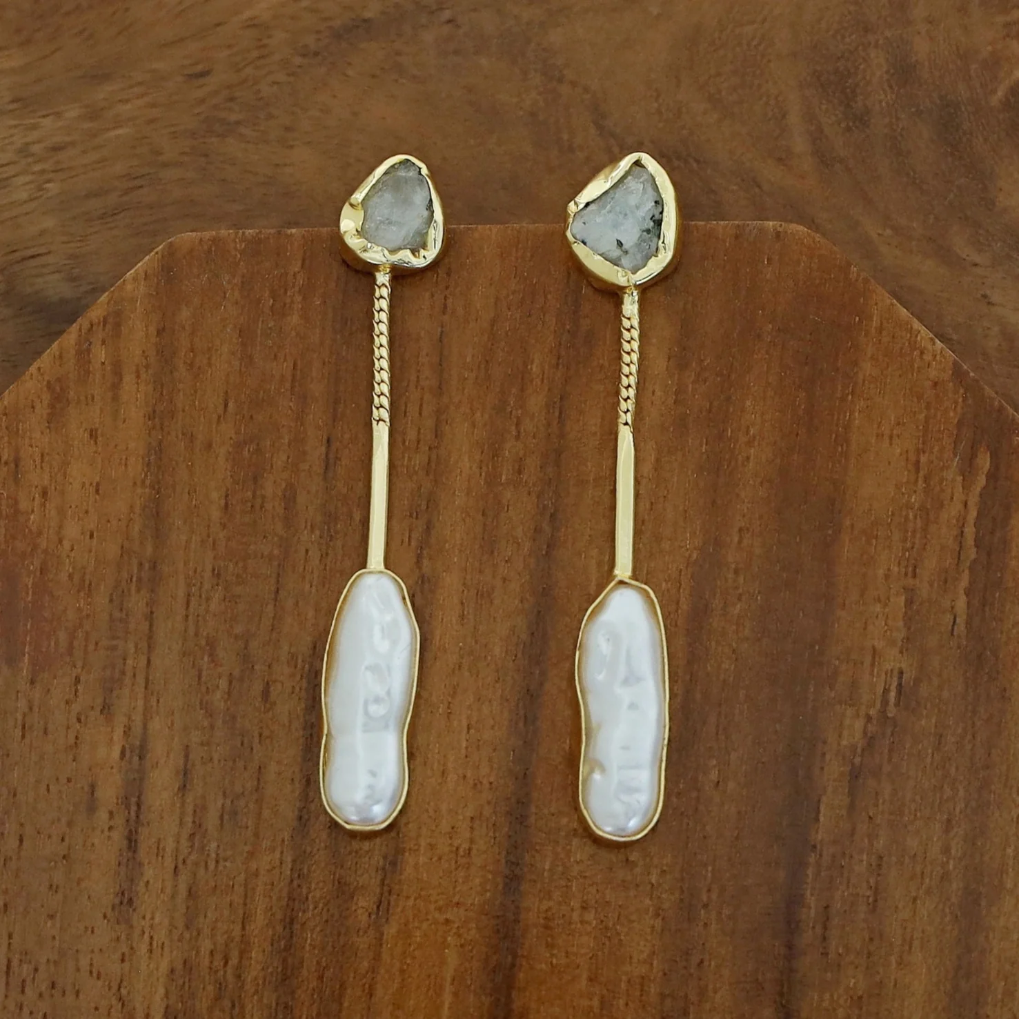 Deena Raw Stone Baroque Earring - Image 7
