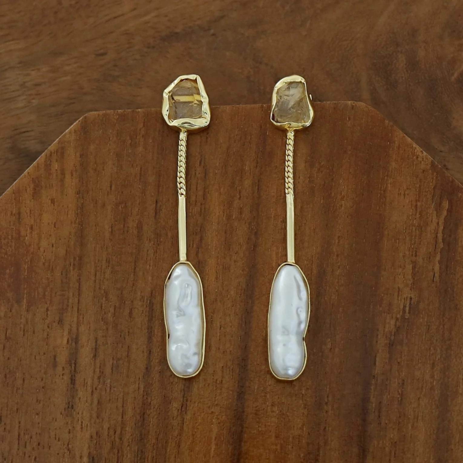 Deena Raw Stone Baroque Earring - Image 8