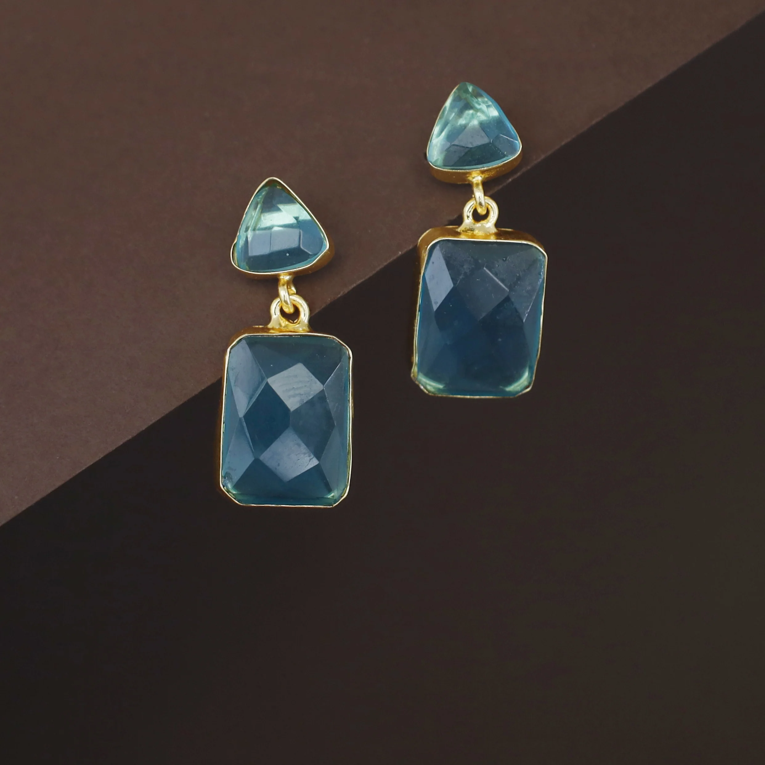 Delphi Triangle + Rectangle Glossy Stone Earring - Image 2