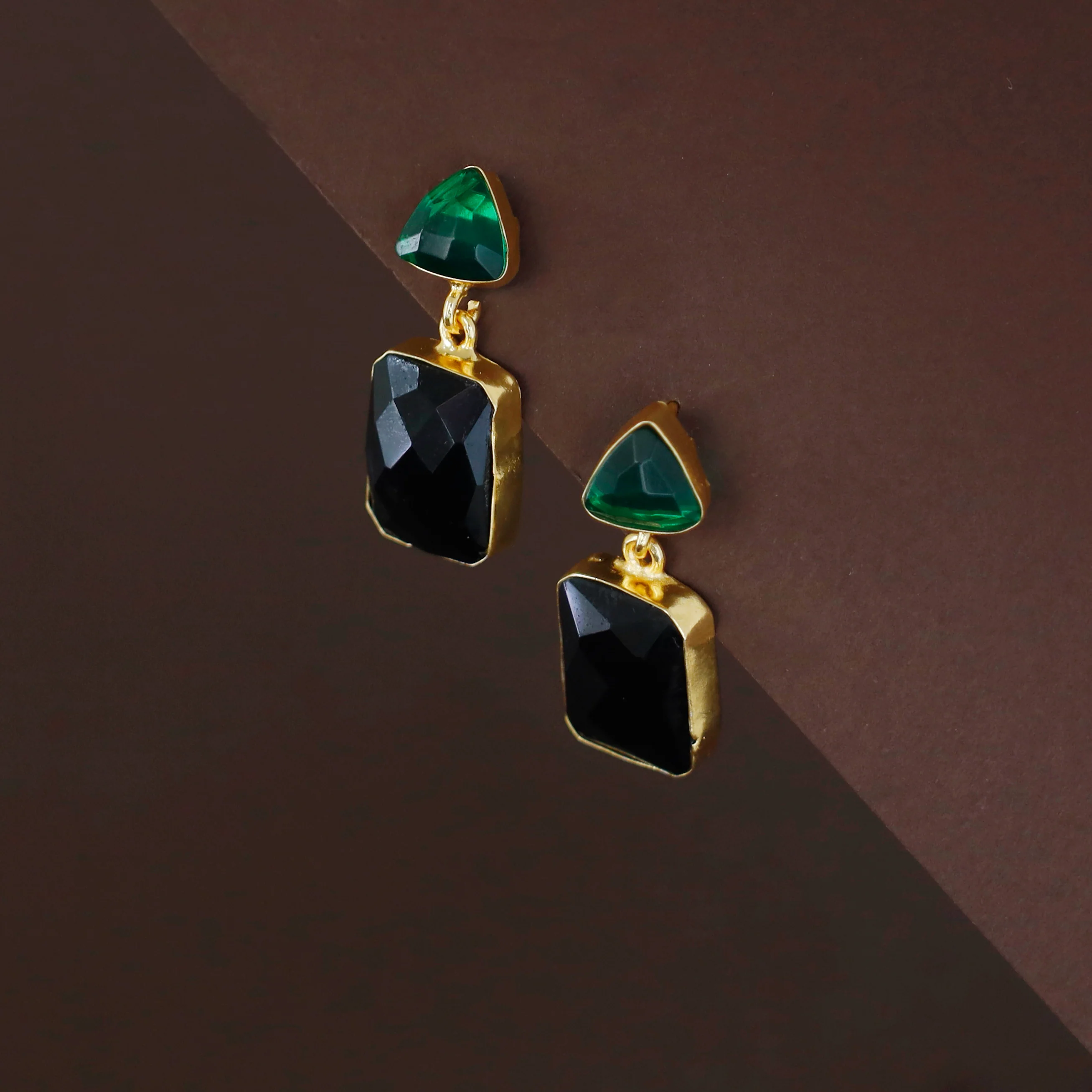 Delphi Triangle + Rectangle Glossy Stone Earring - Image 5
