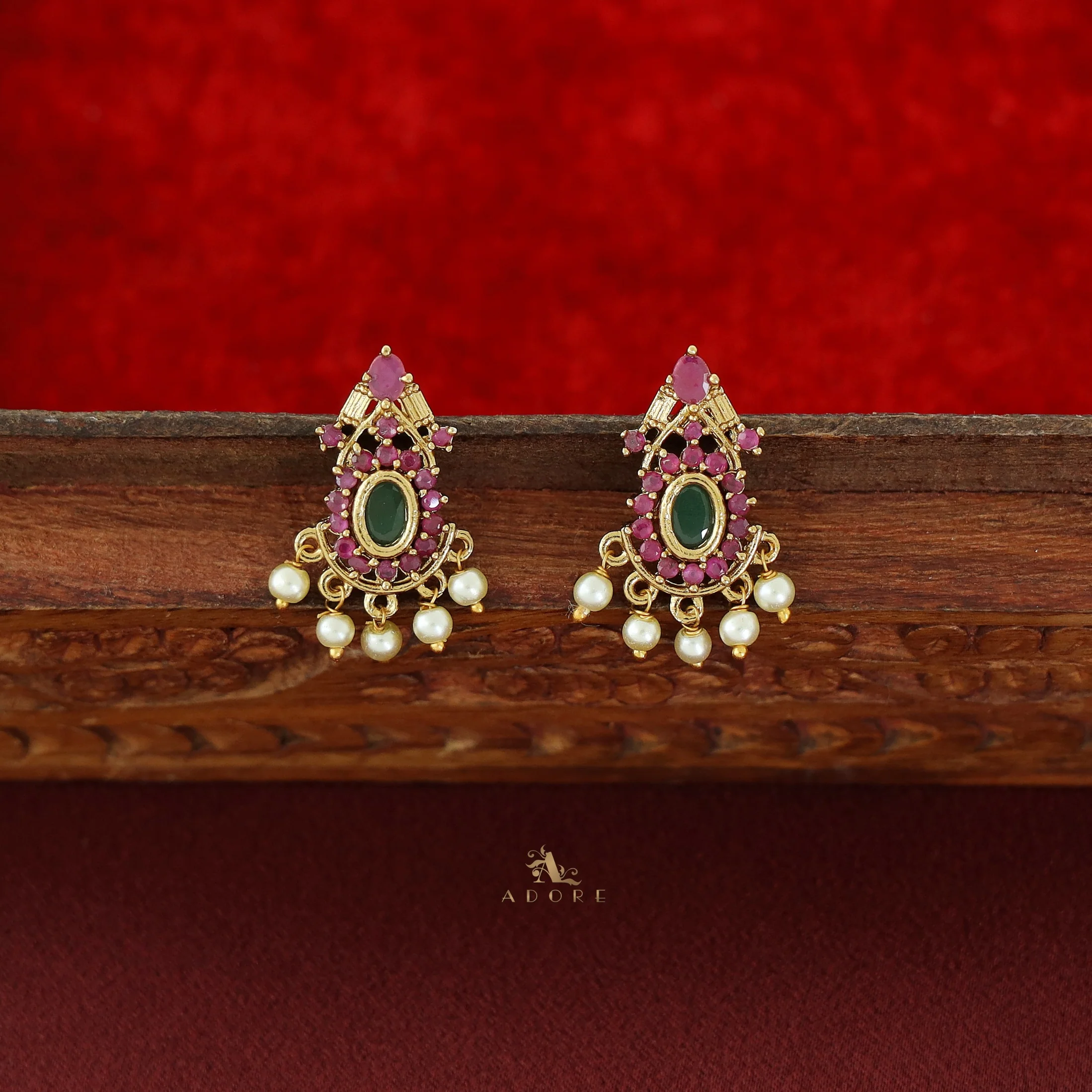 Devansha Palakka Long Neckpiece With Earring - Image 6