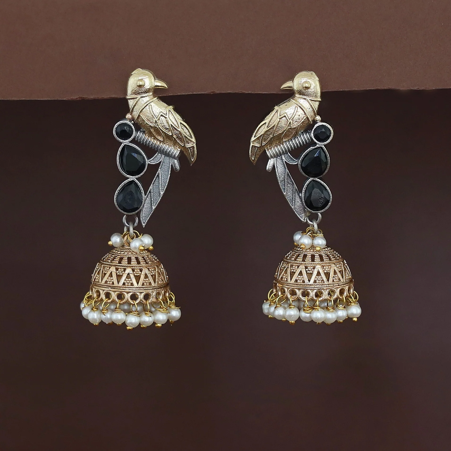 Devanya Falcon Jhumka Pearl Earring - Image 4