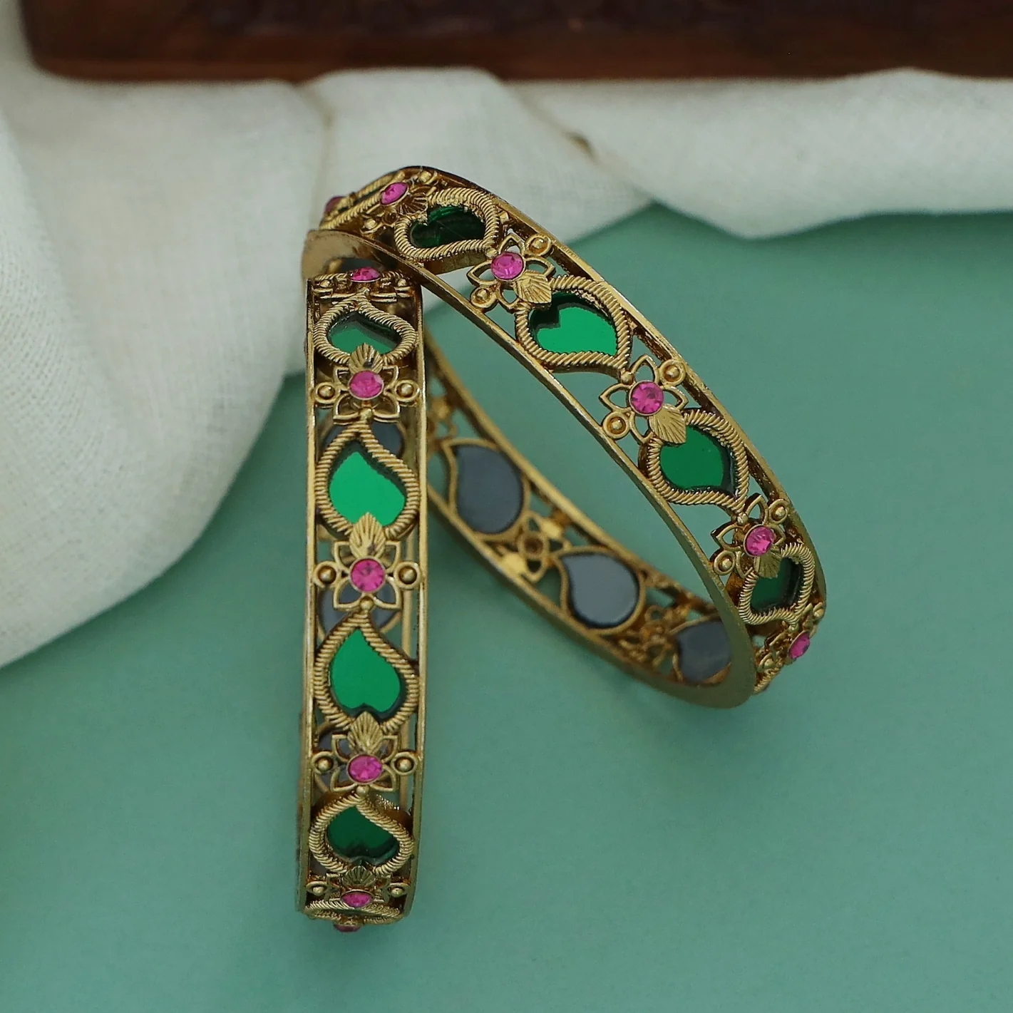 Devarati Mango Stone Bangle (Set Of 2) - Image 3