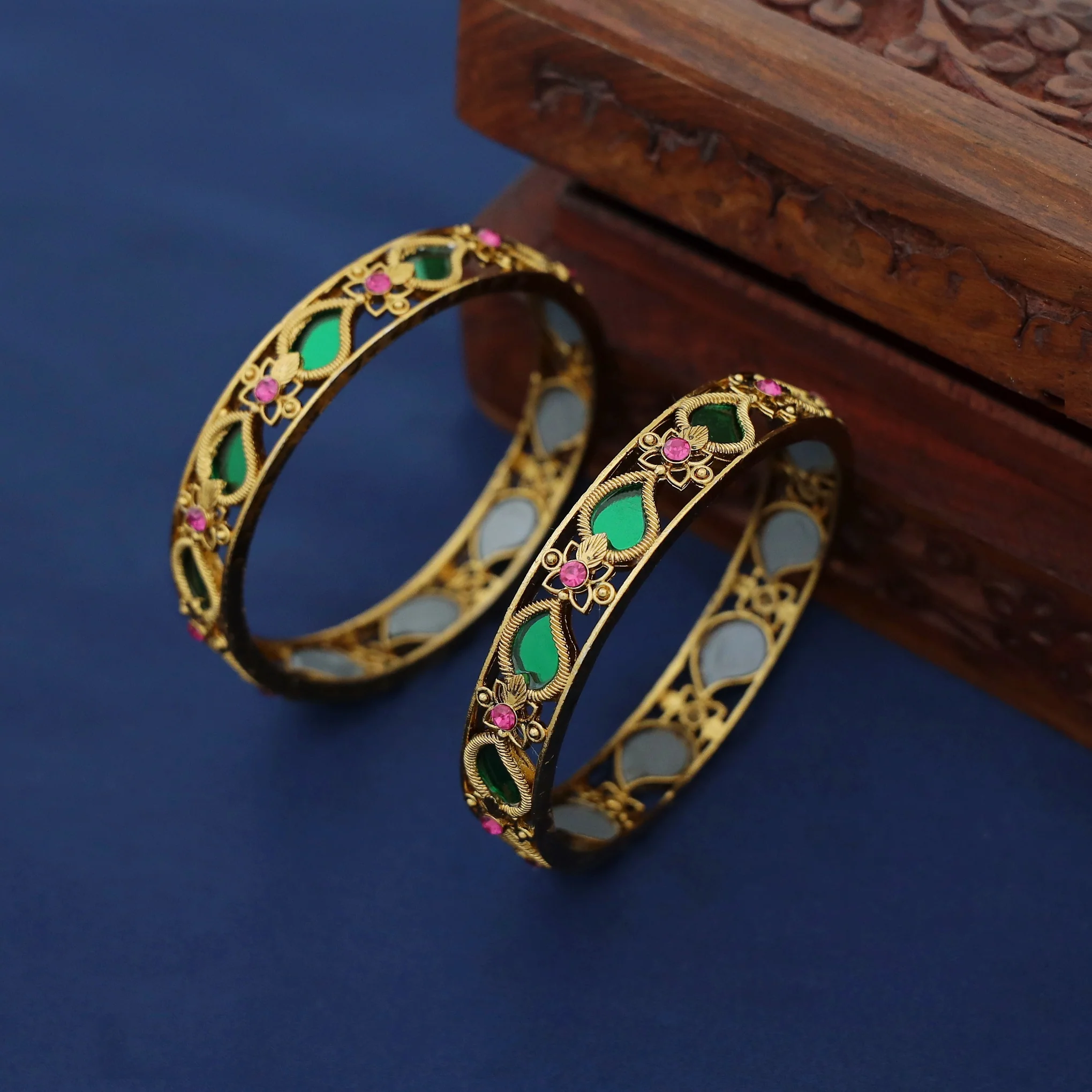 Devarati Mango Stone Bangle (Set Of 2) - Image 4