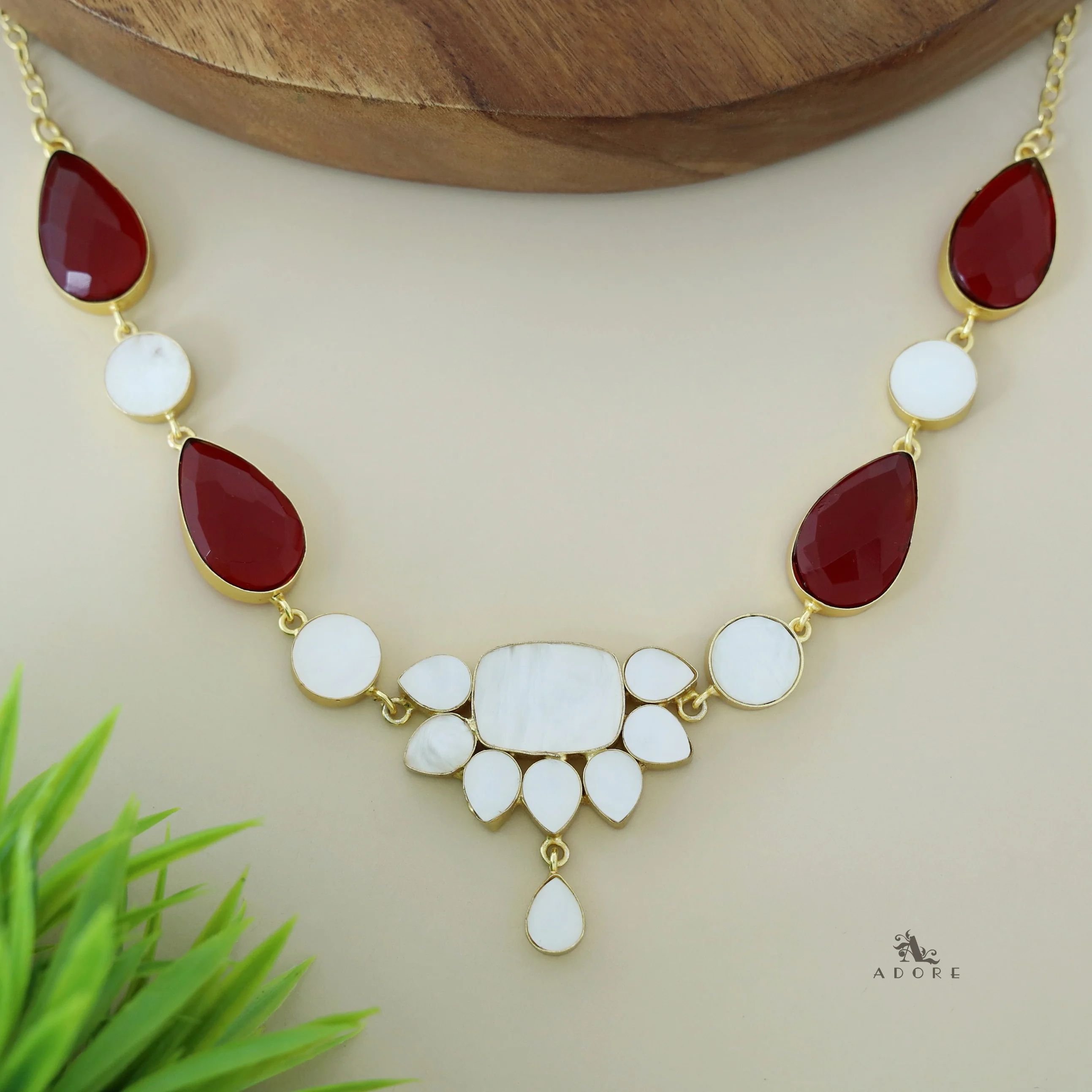 Dew Drop Flower MOP Short Neckpiece - Image 2