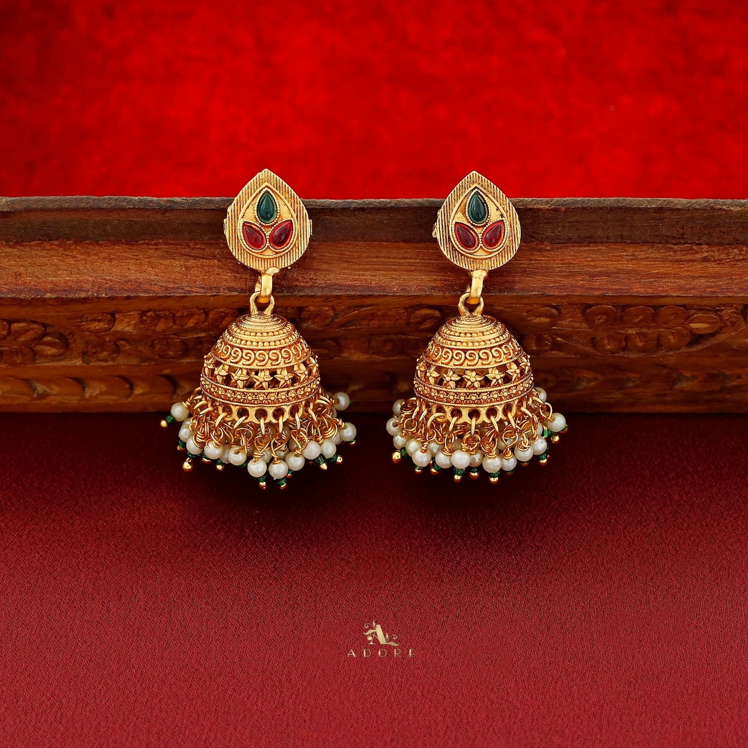 Rudrani Layered Lakshmi Pendant Neckpiece With Earing - Image 3