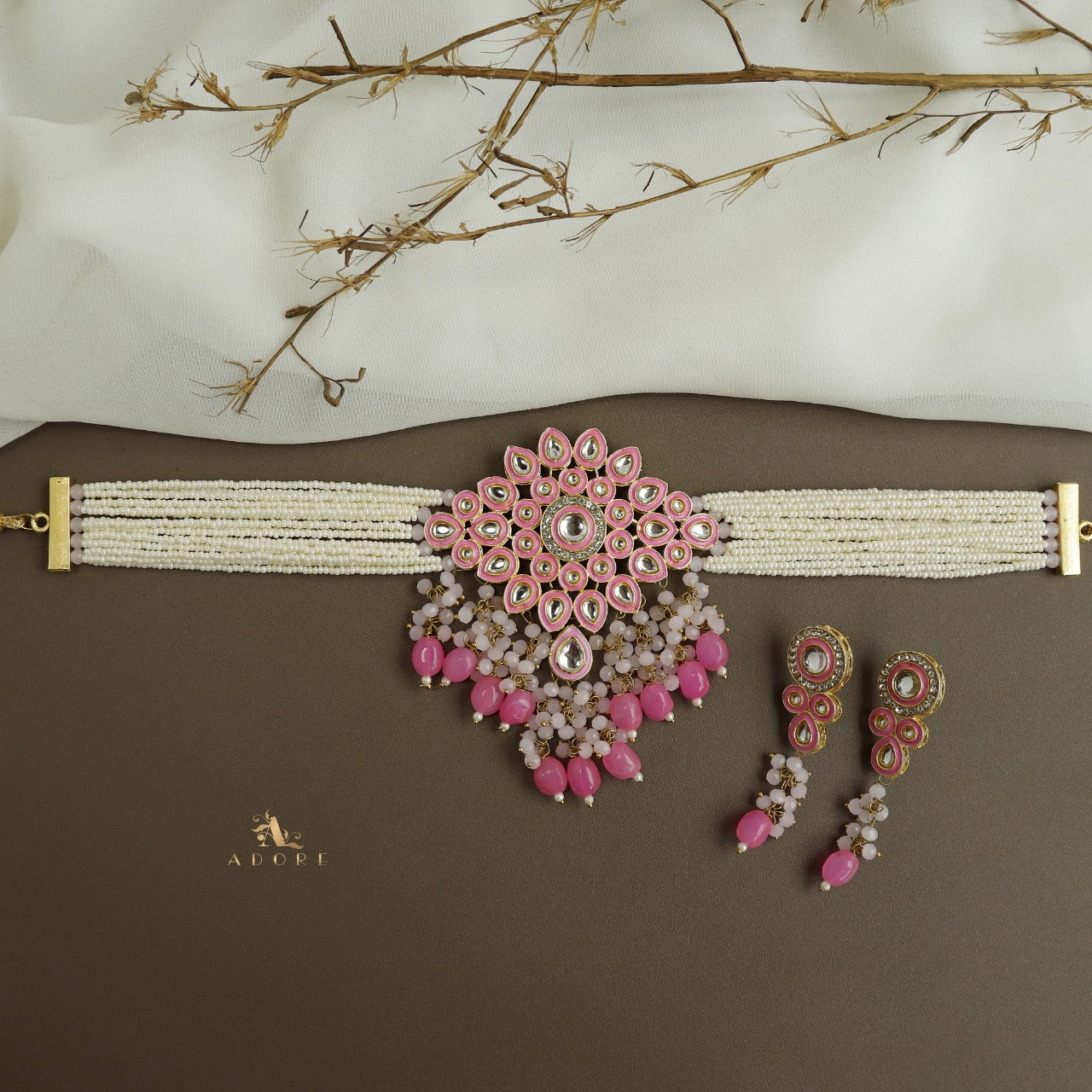 Dhamayika Kundan Choker With Earring - Image 3