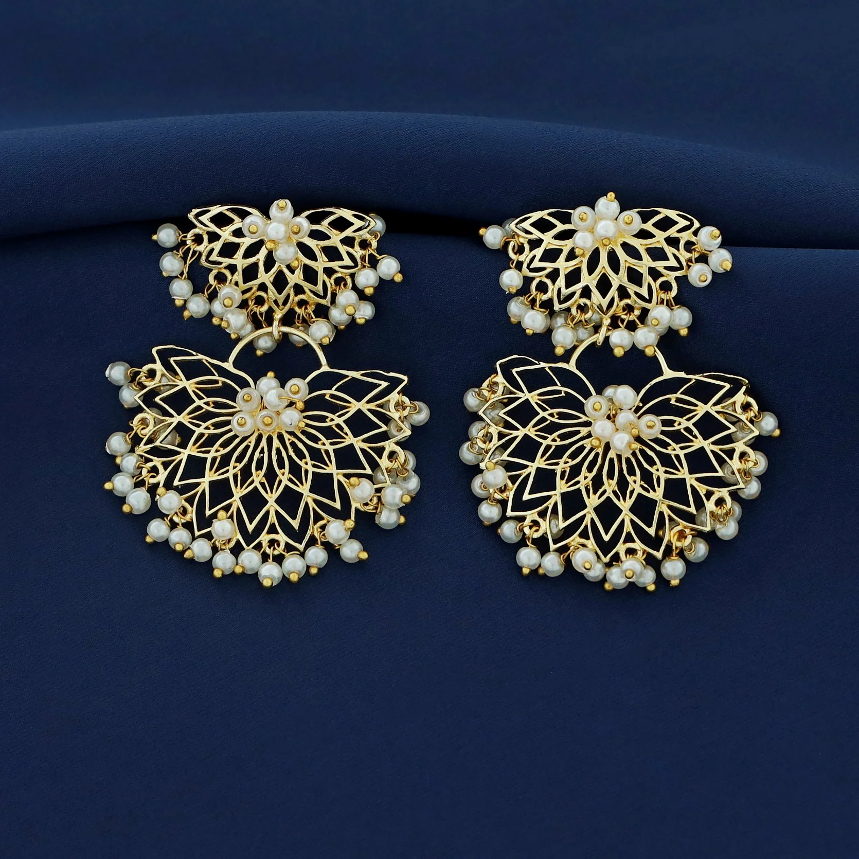 Dhana Dual Lotus Pearl Earring - Image 2
